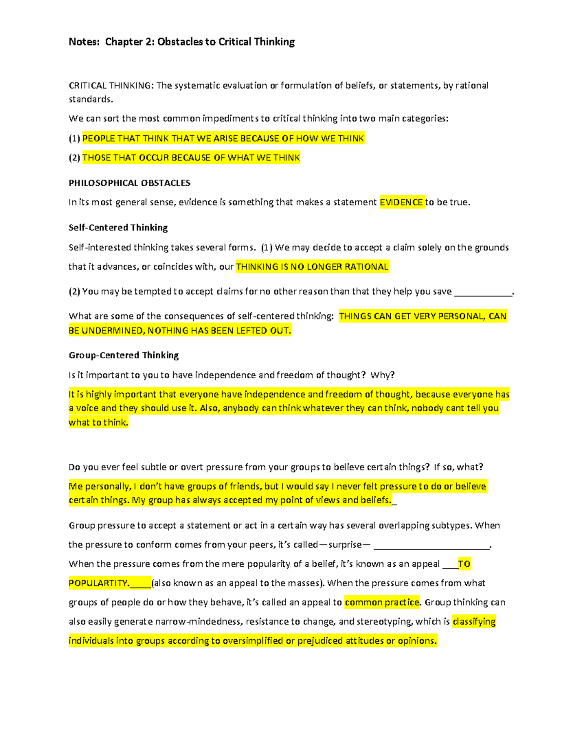 chapter 2 critical thinking answers