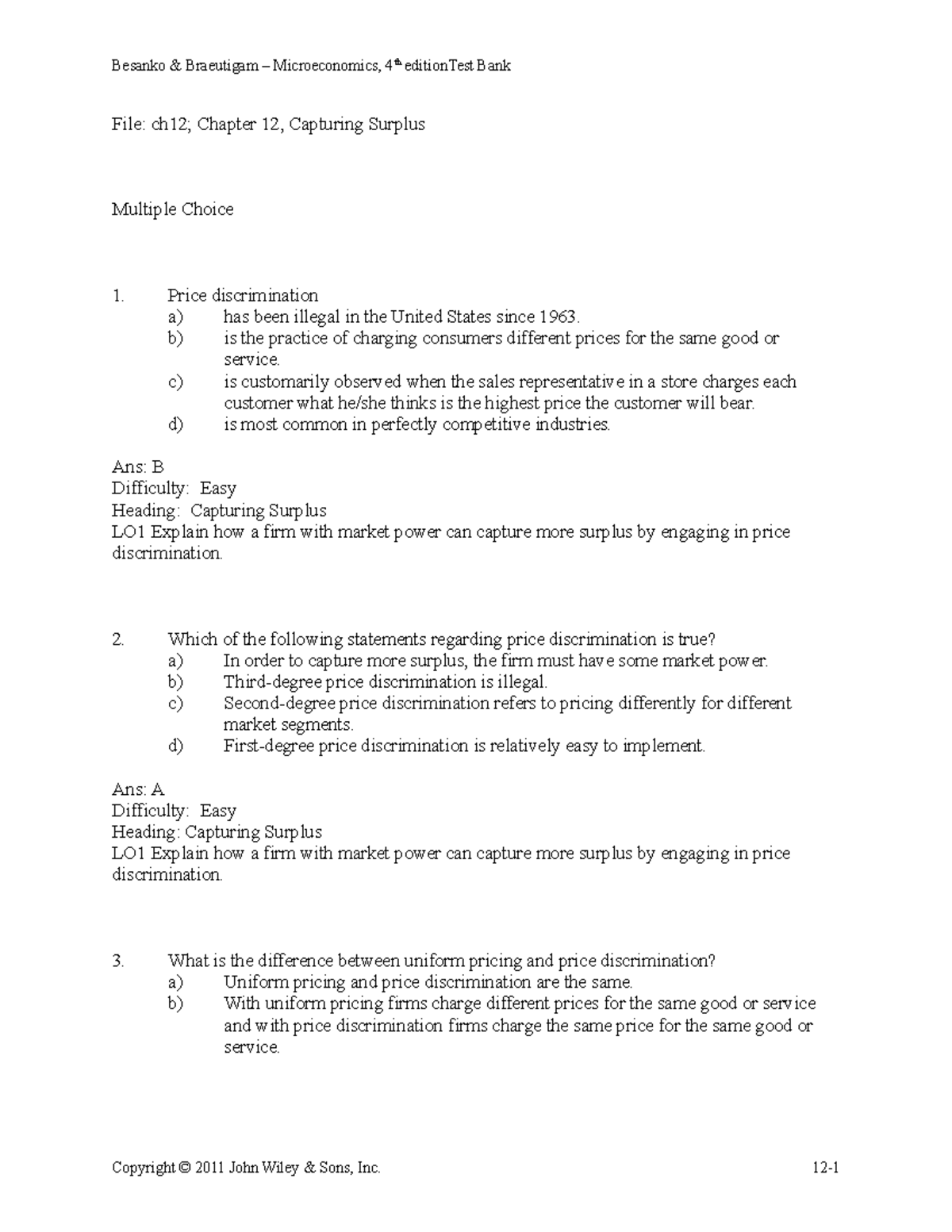 TB Ch12 Capturing Surplus - File: Ch12; Chapter 12, Capturing Surplus ...