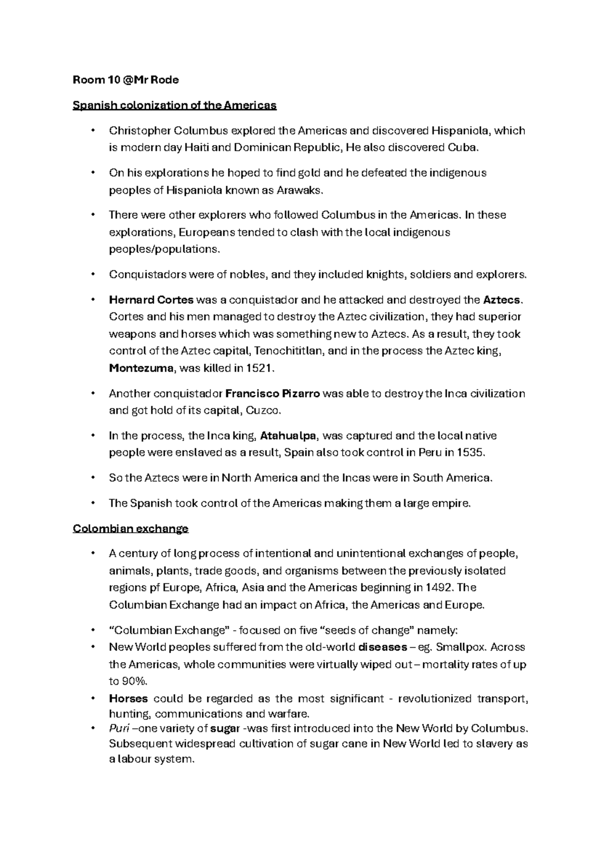 Spainish colonisation in the Americas - Room 10 @Mr Rode Spanish ...