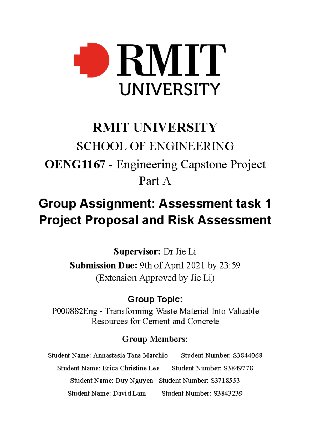 rmit engineering capstone project