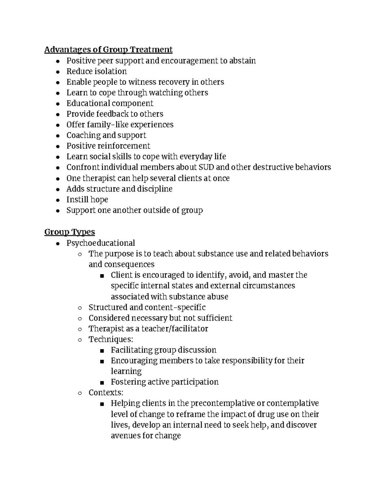 Addiction Counseling Ch. 8 (Group Counseling) - Advantages of Group ...