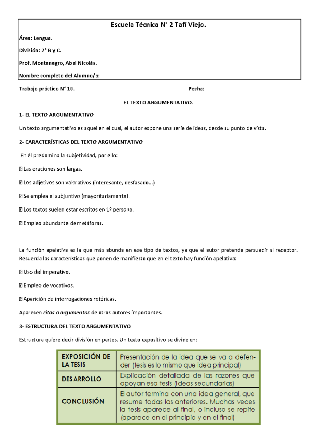 2- Trabajo Pr-ctico 10. El Texto Argumentativo - Escuela Técnica N° 2 ...