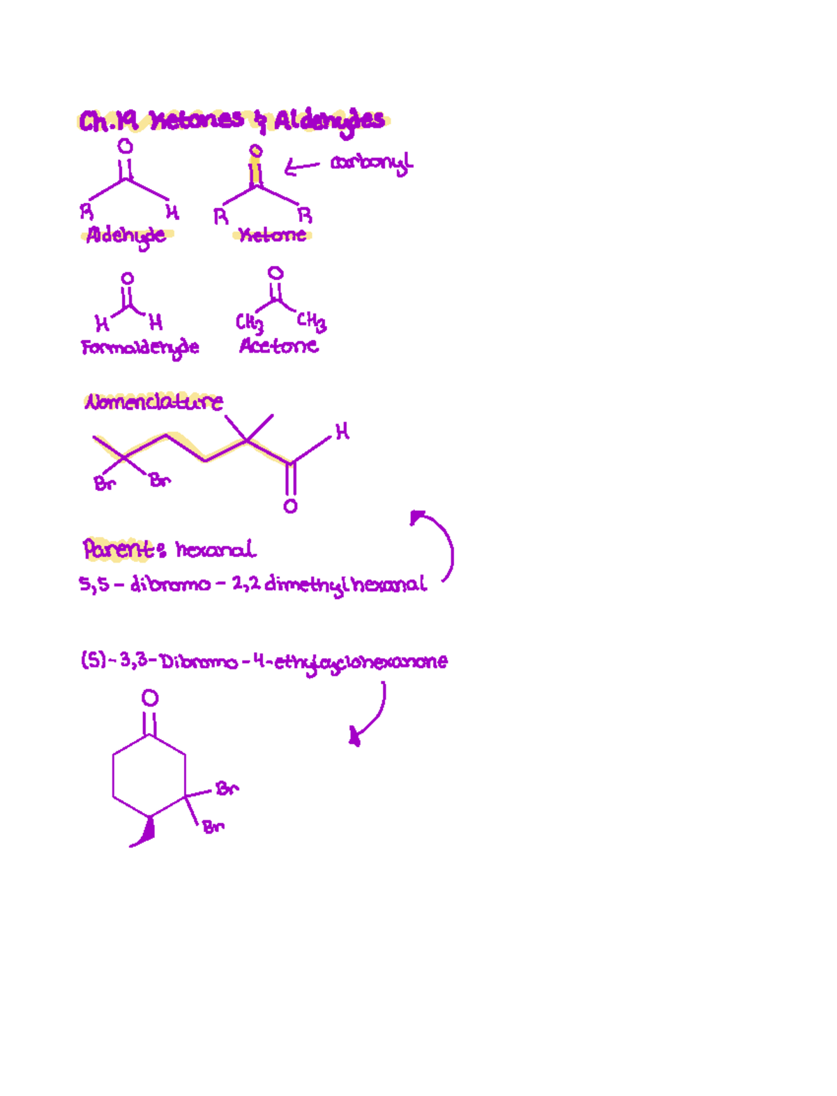 CH 19 ORGO Notes Ketones & Aldehydes - Ch 19 Ketones Aldehydes 19 ...