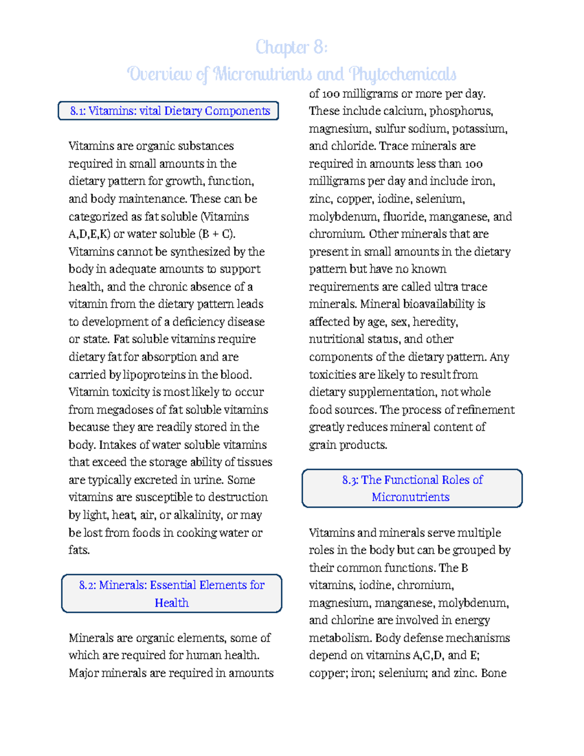 Ch.8 Overview Of Micronutrients And Phytochemicals - Chapter 8 ...