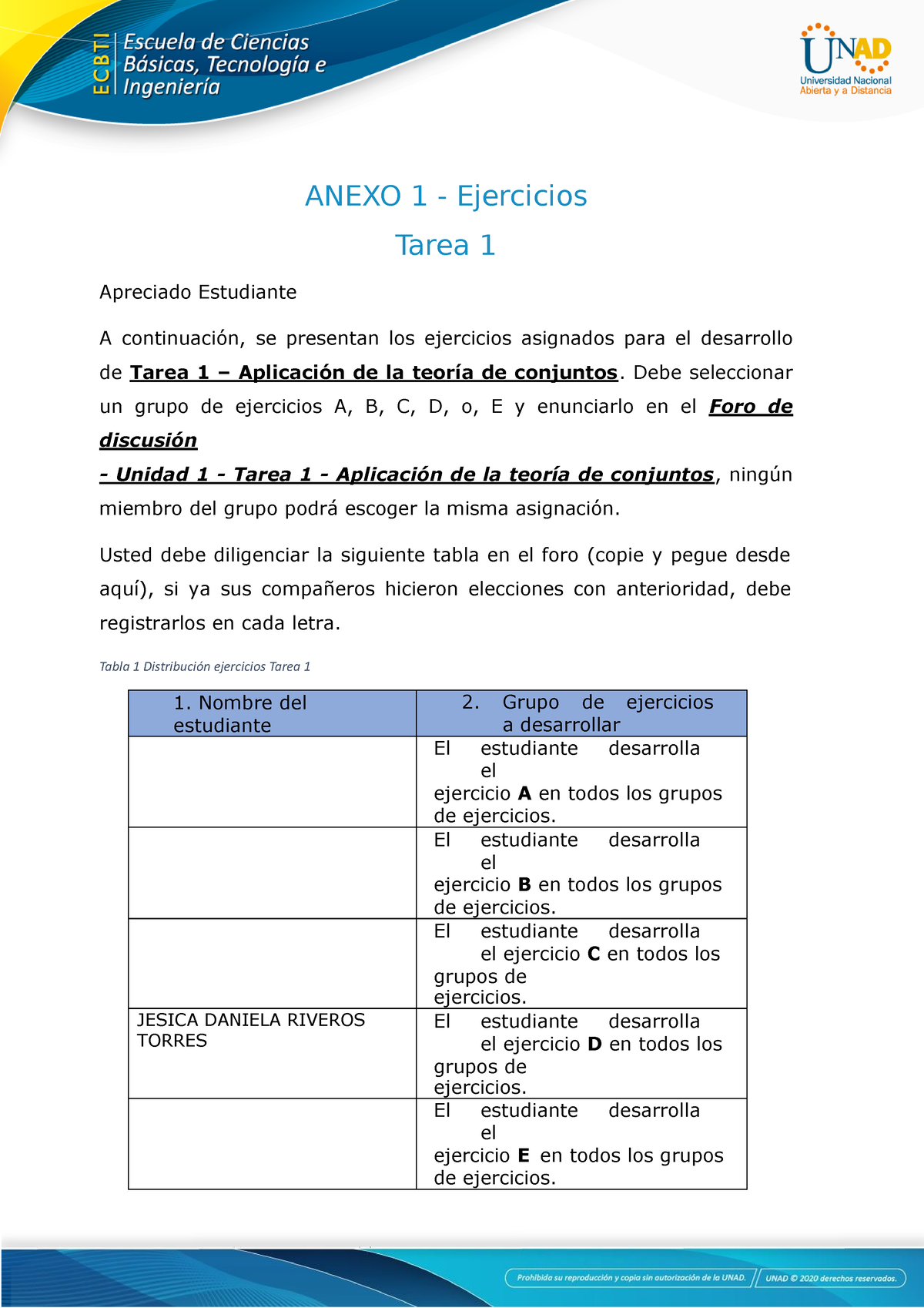 Anexo 1 - Ejercicios Tarea 1 - ANEXO 1 - Ejercicios Tarea 1 Apreciado ...