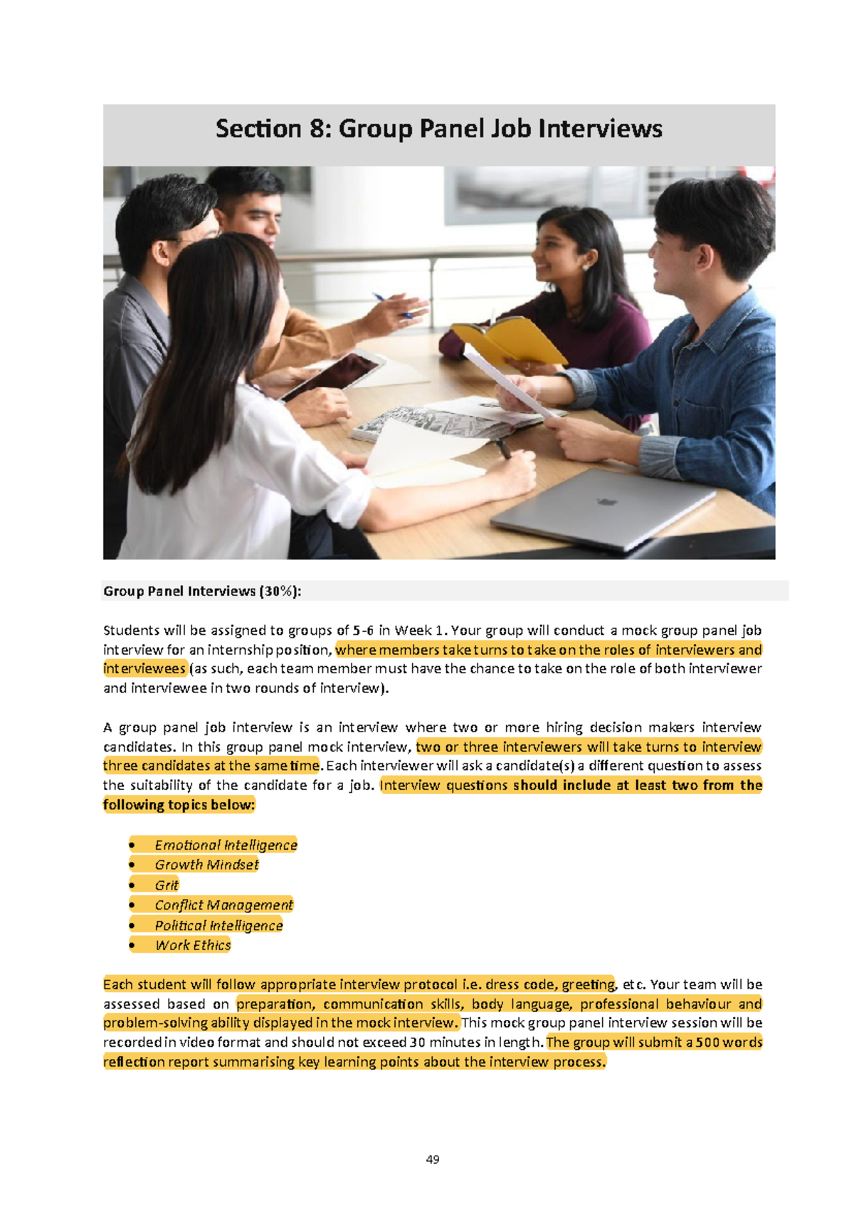 ML04 24S1 Course Guide ver 18 Section 8 1 Group Panel Interviews