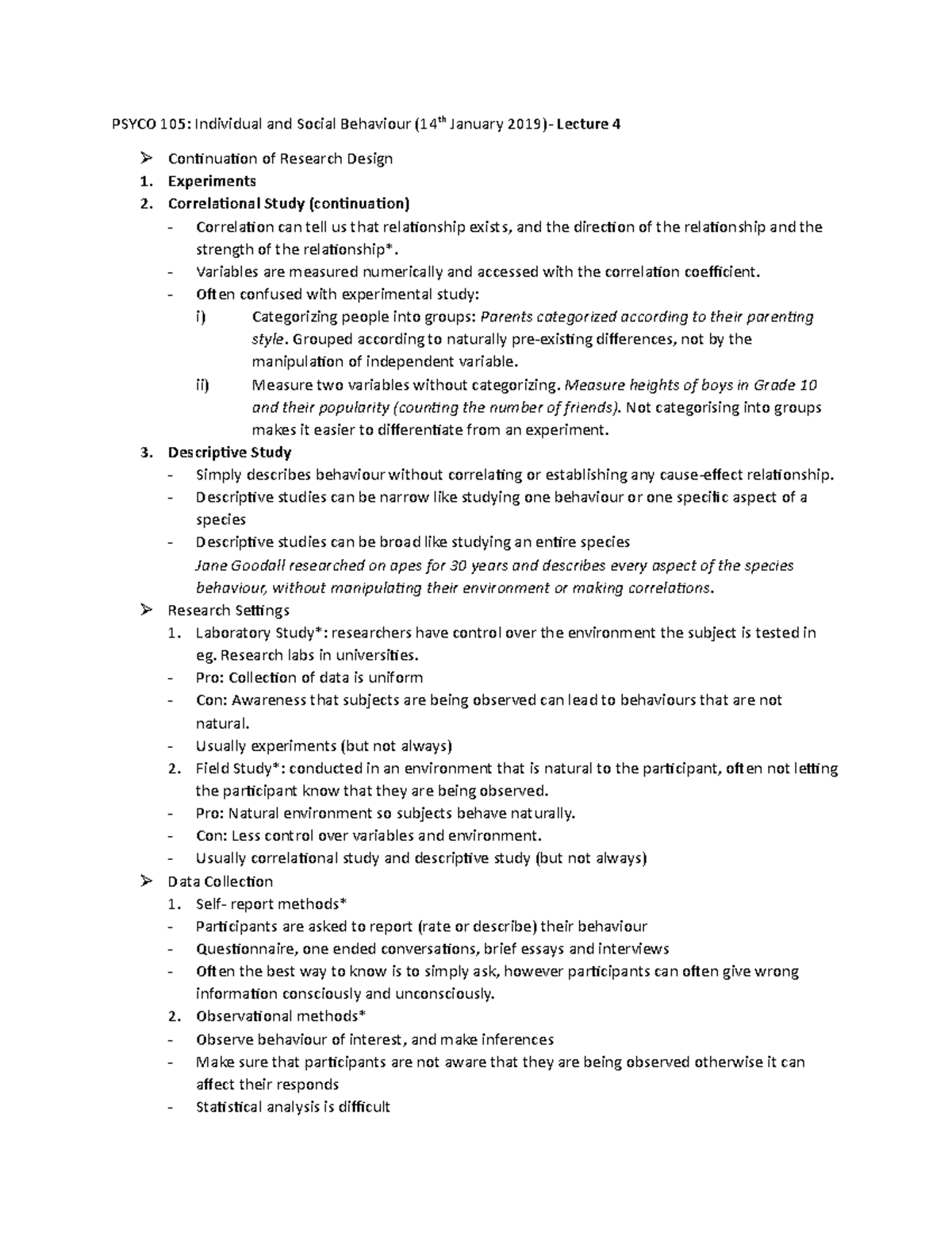 Descriptive Statistics - PSYCO 105: Individual And Social Behaviour (14 ...