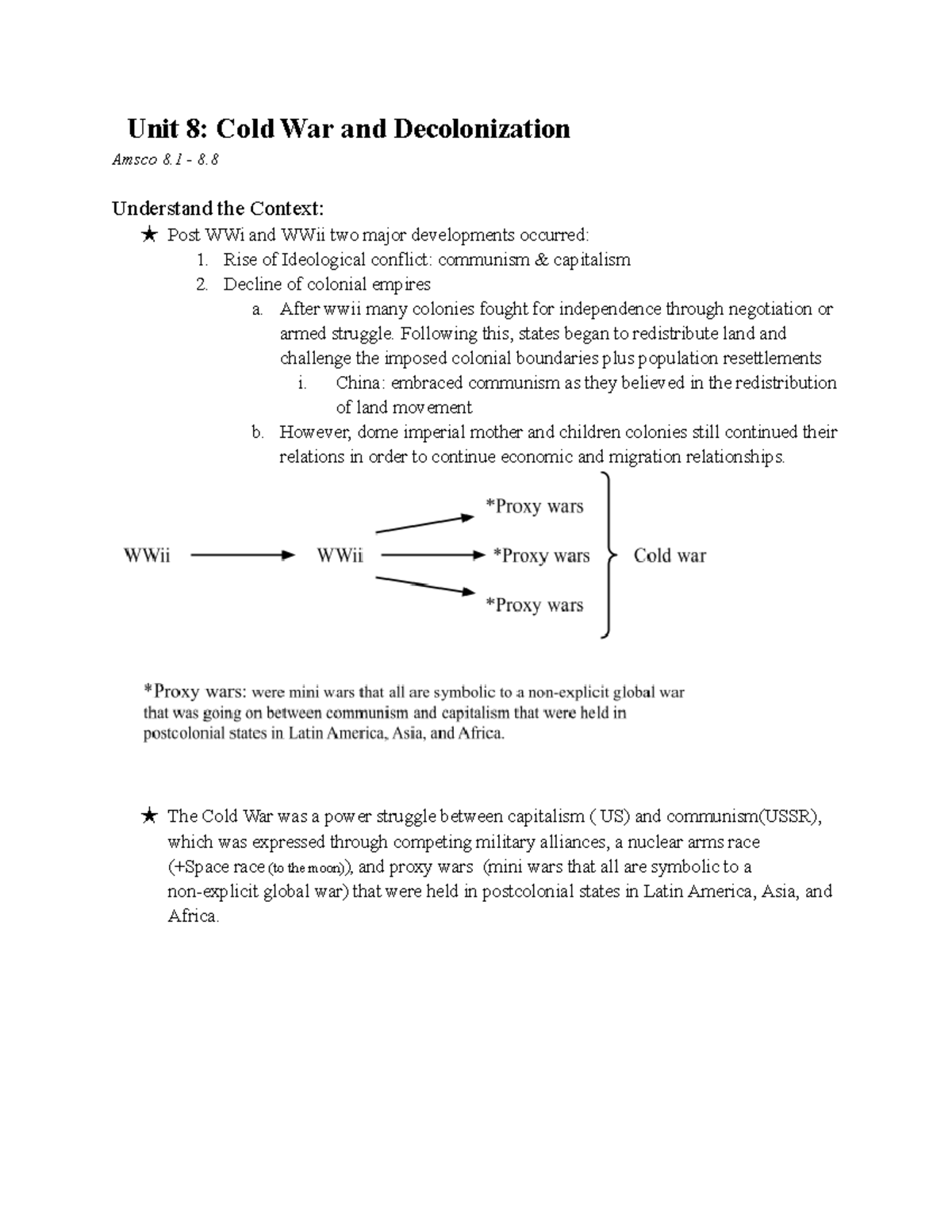 Unit 8 Cold War and Decolonization Notes - Diya Khanna - Unit 8: Cold ...