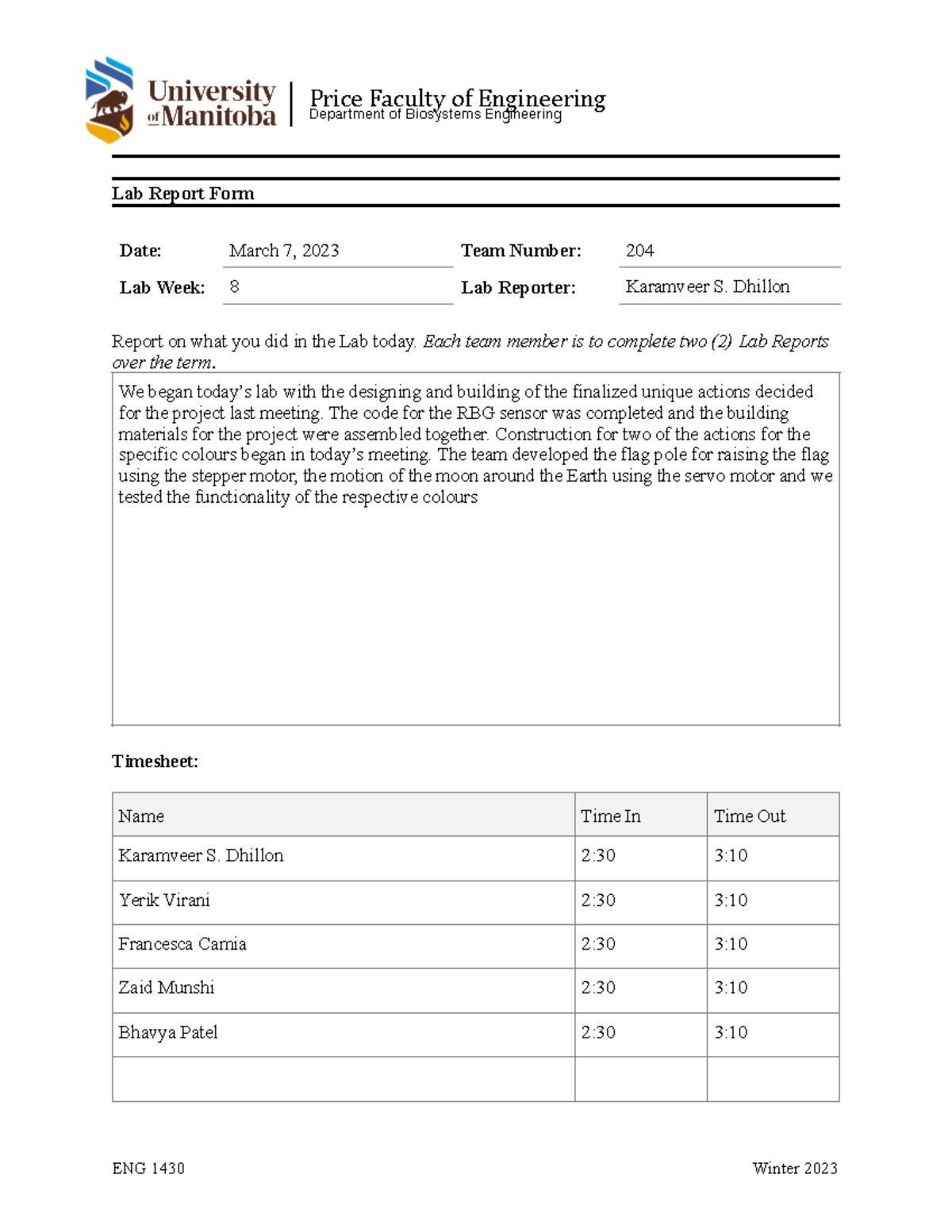 Lab Report Form Week 8 - yeas - Lab Report Form Report on what you did ...