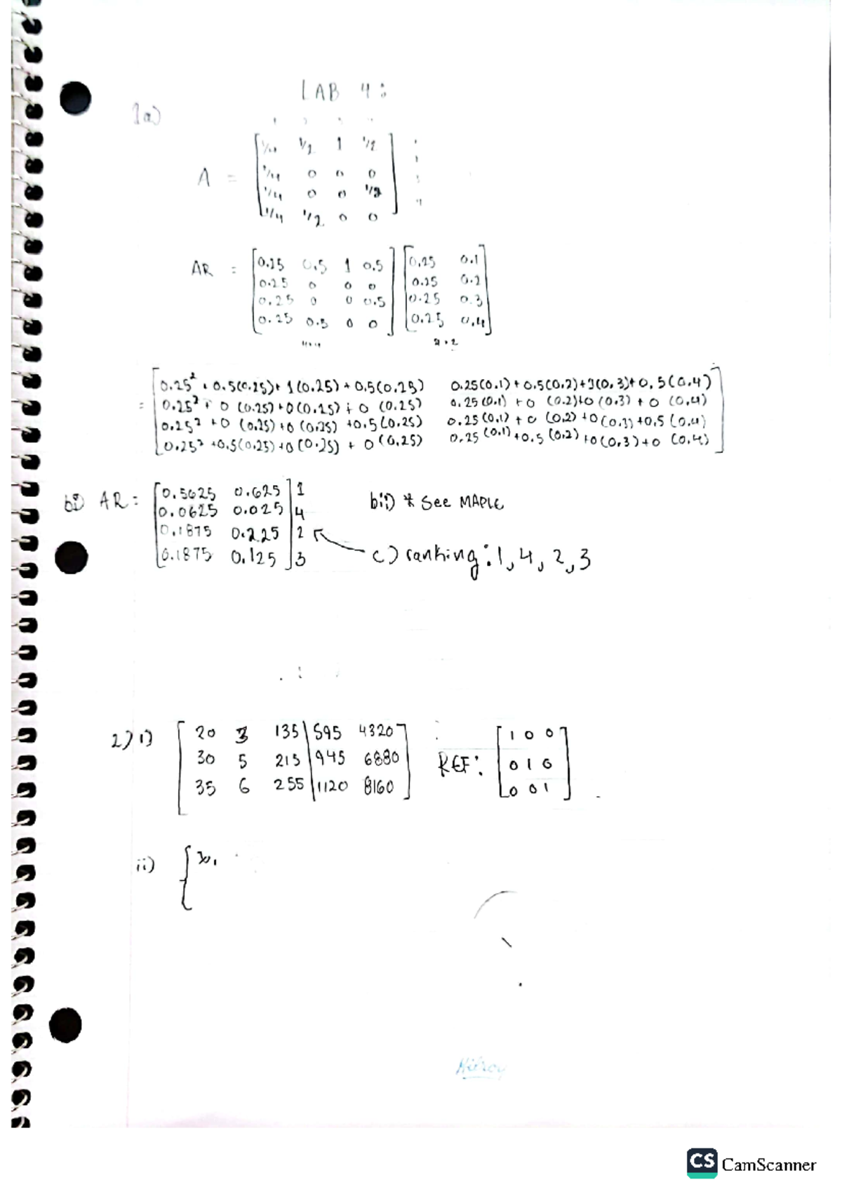 lab 4 matrices and fields - CamScanner CamScanner - Studocu