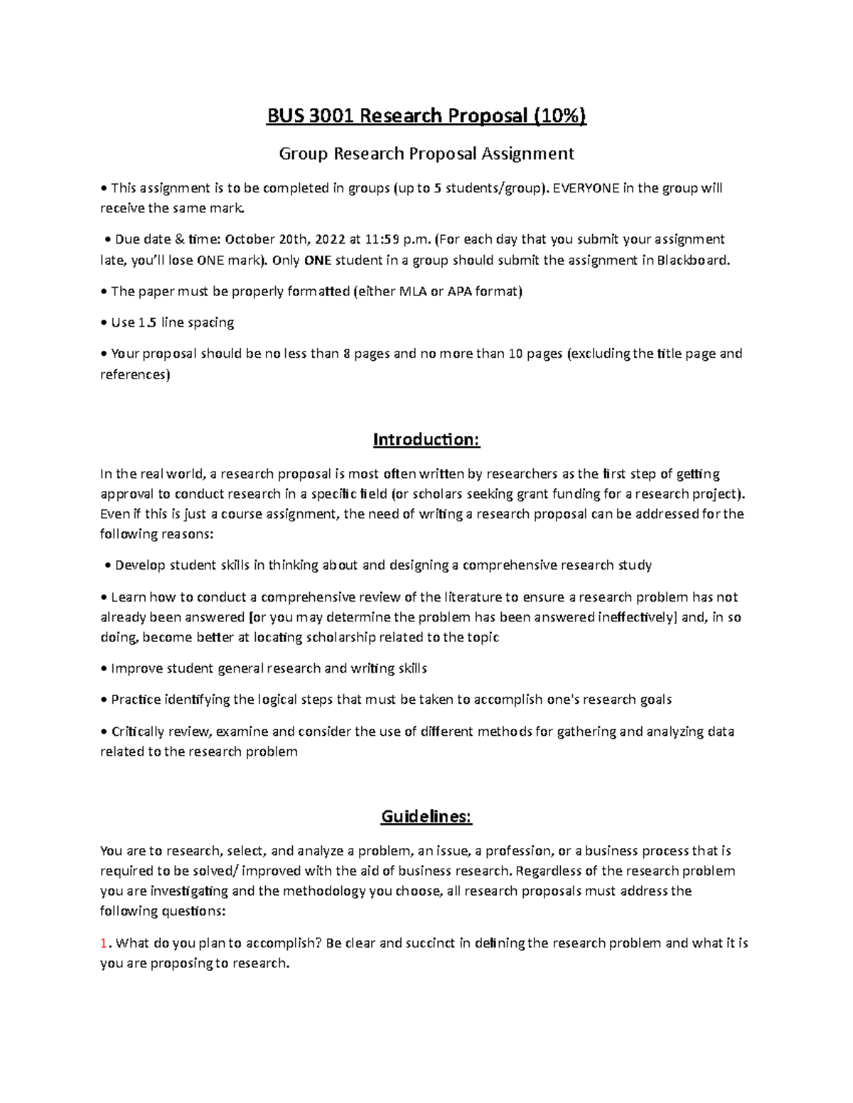 business proposal assignment pdf