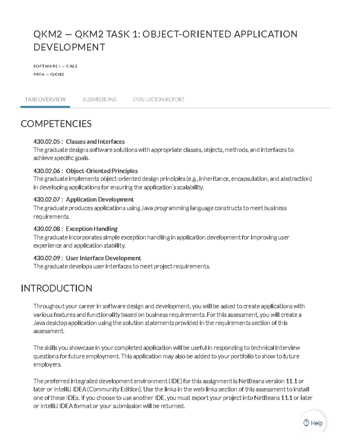 C482 Task 1 WGU Performance Assessment Rubric - QKM2 — QKM2 TASK 1 ...