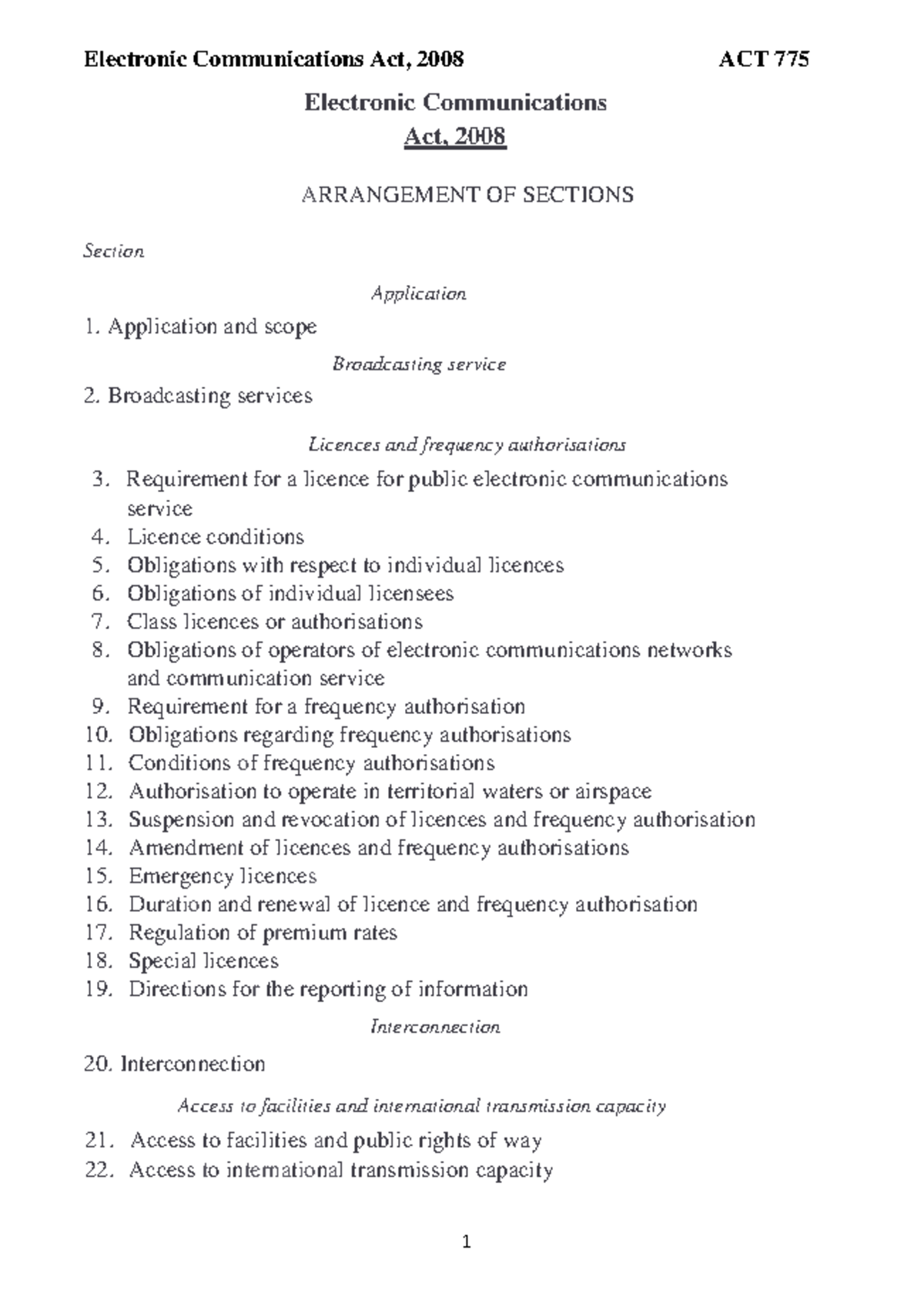 Electronic Communications Act775 Electronic Communications Act, 2008