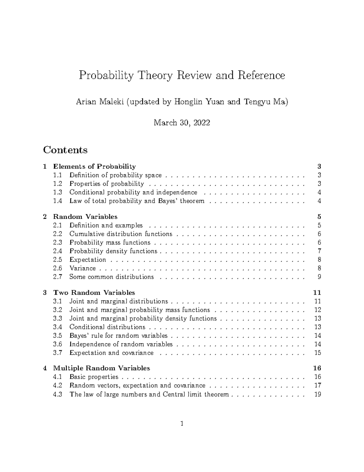 Cs229-probability Review - Probability Theory Review And Reference ...