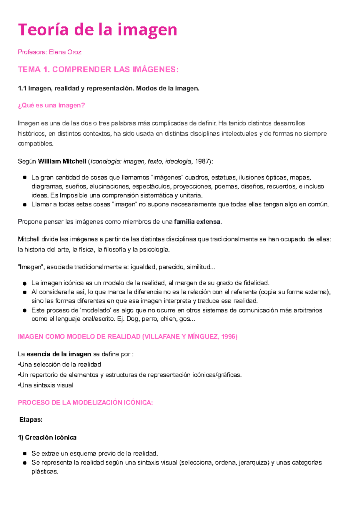 Teoría de la imagen - Teoría de la imagen Profesora: Elena Oroz TEMA 1 ...