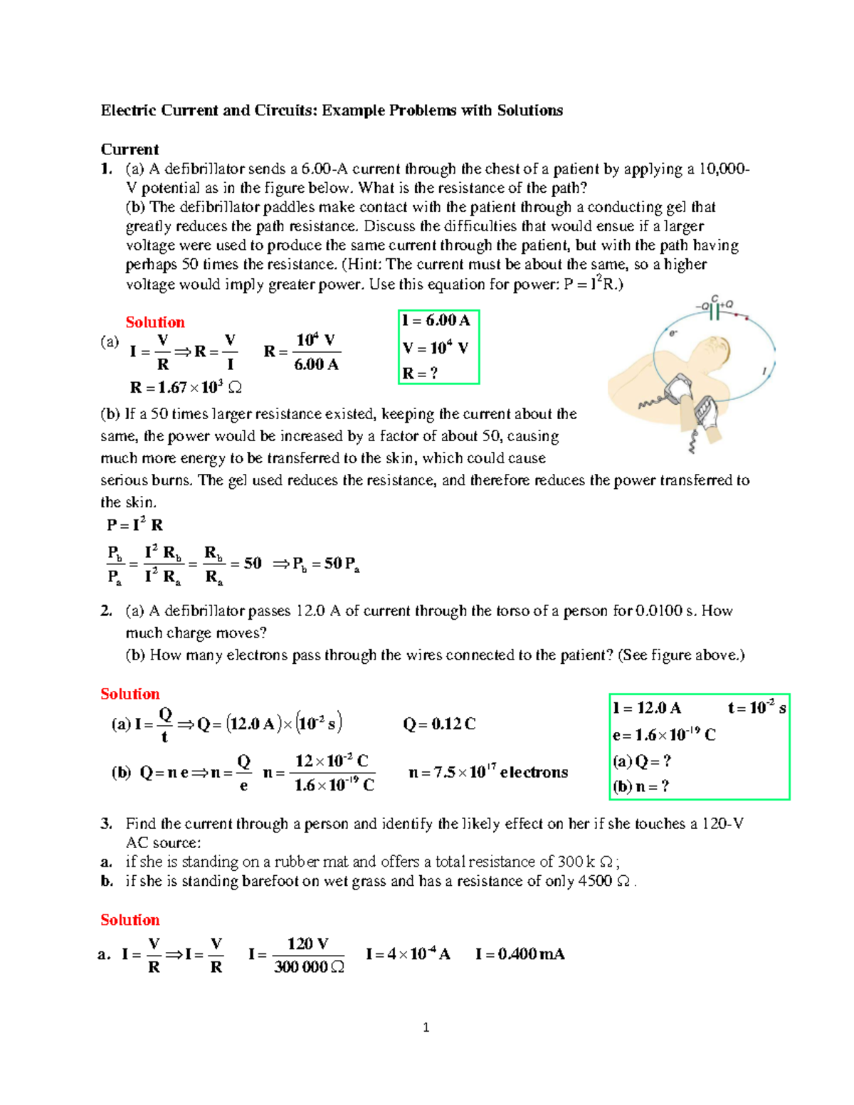 Electric Current And Circuits Example Problems With Solutions Studocu