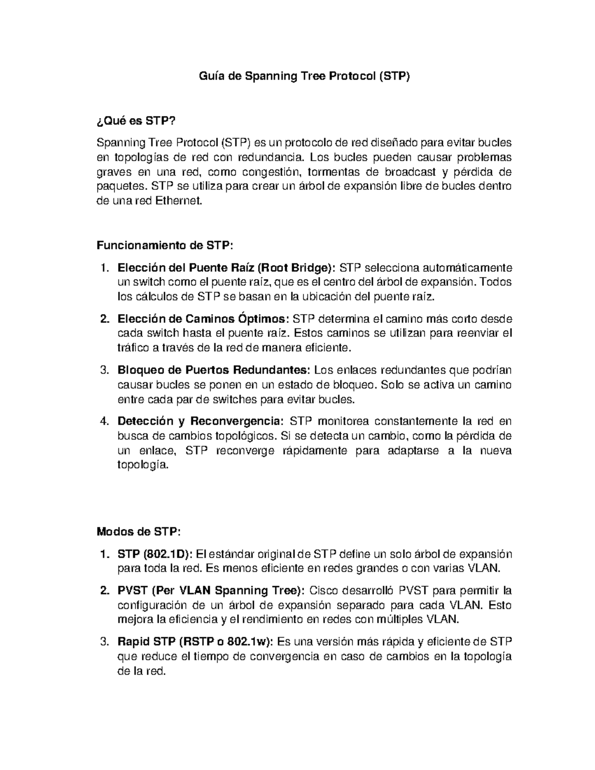 Guía de Spanning Tree Protocol - Guía de Spanning Tree Protocol (STP ...