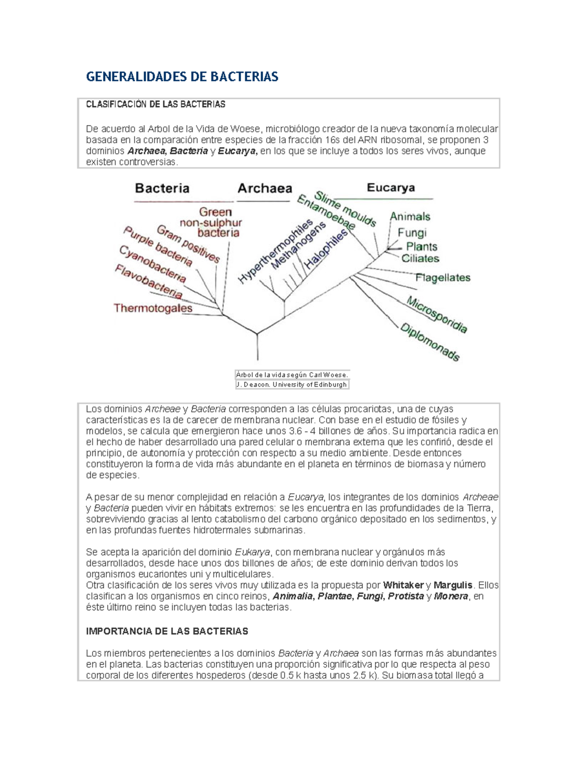 Generalidades DE Bacterias Alumnos - GENERALIDADES DE BACTERIAS DE LAS ...