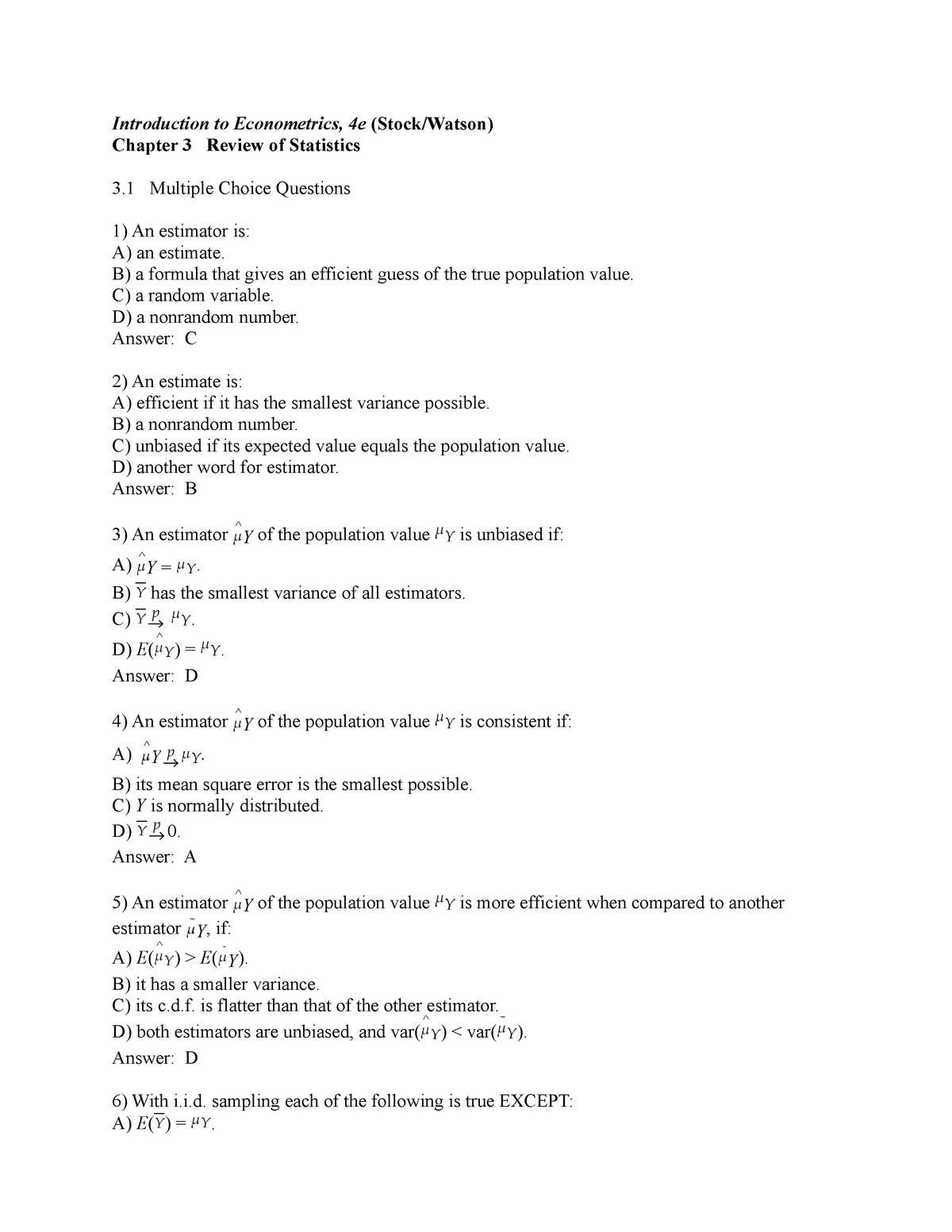 Chapter 3 Econometrics Practice Mc Studocu