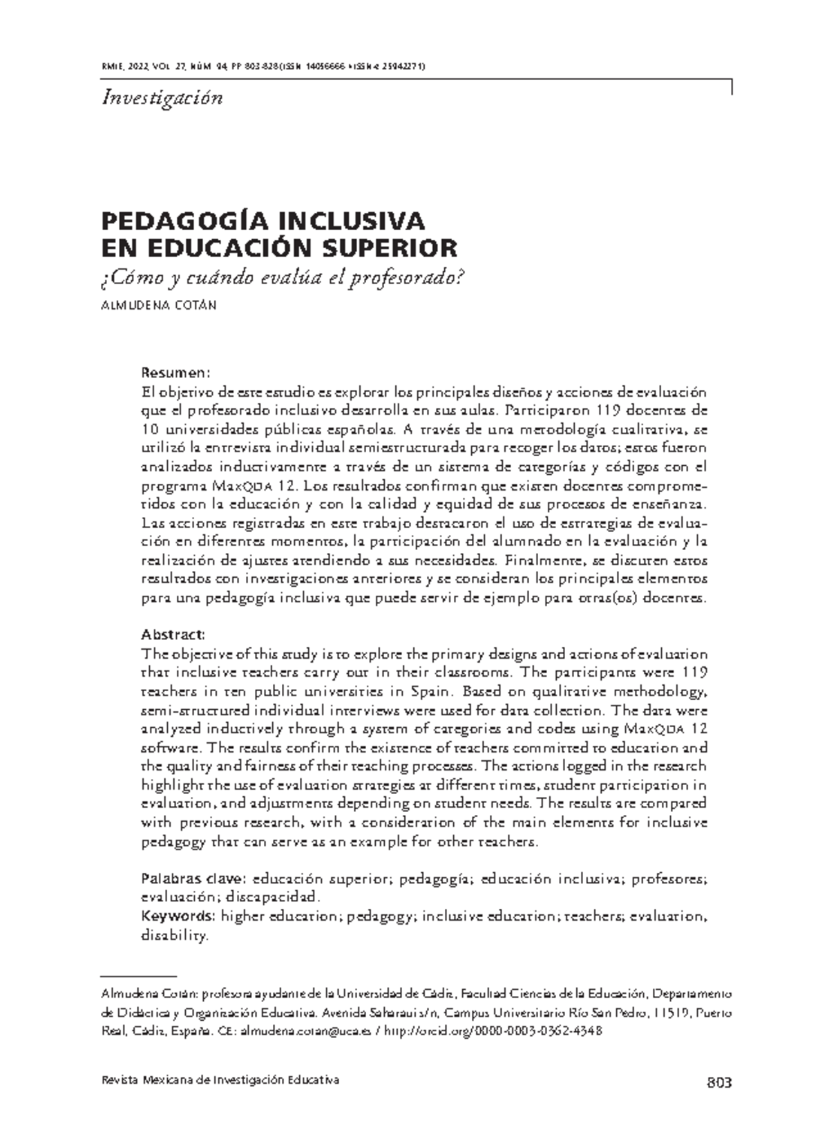 Pedagogía Inclusiva Educación Superior - Revista Mexicana de ...