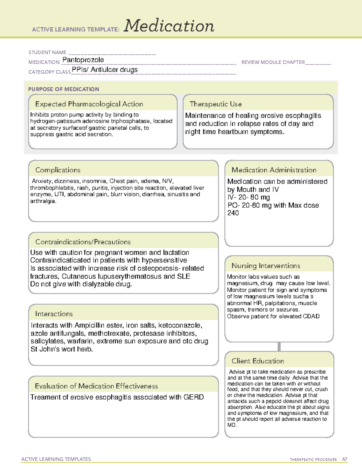 Med Card Pantop dup - ACTIVE LEARNING TEMPLATES THERAPEUTIC PROCEDURE A ...