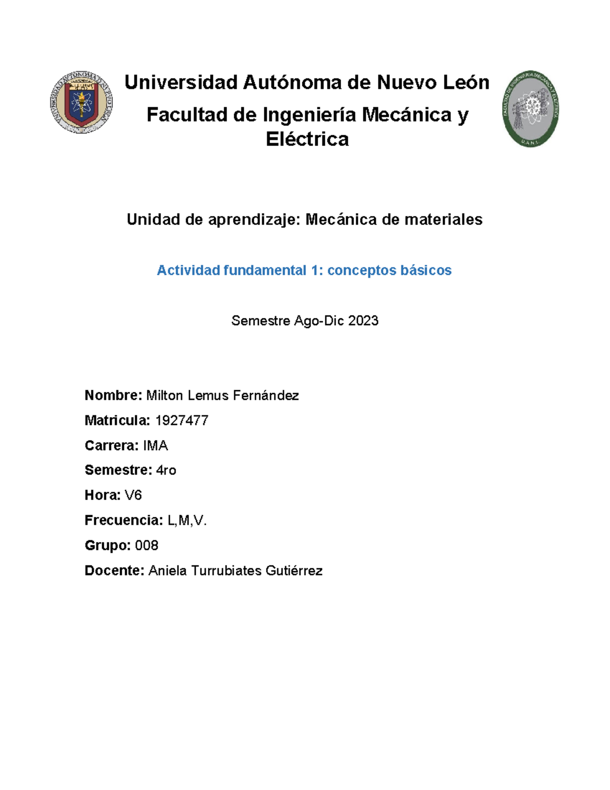 Actividad F 1 - SI - Universidad Autónoma de Nuevo León Facultad de ...
