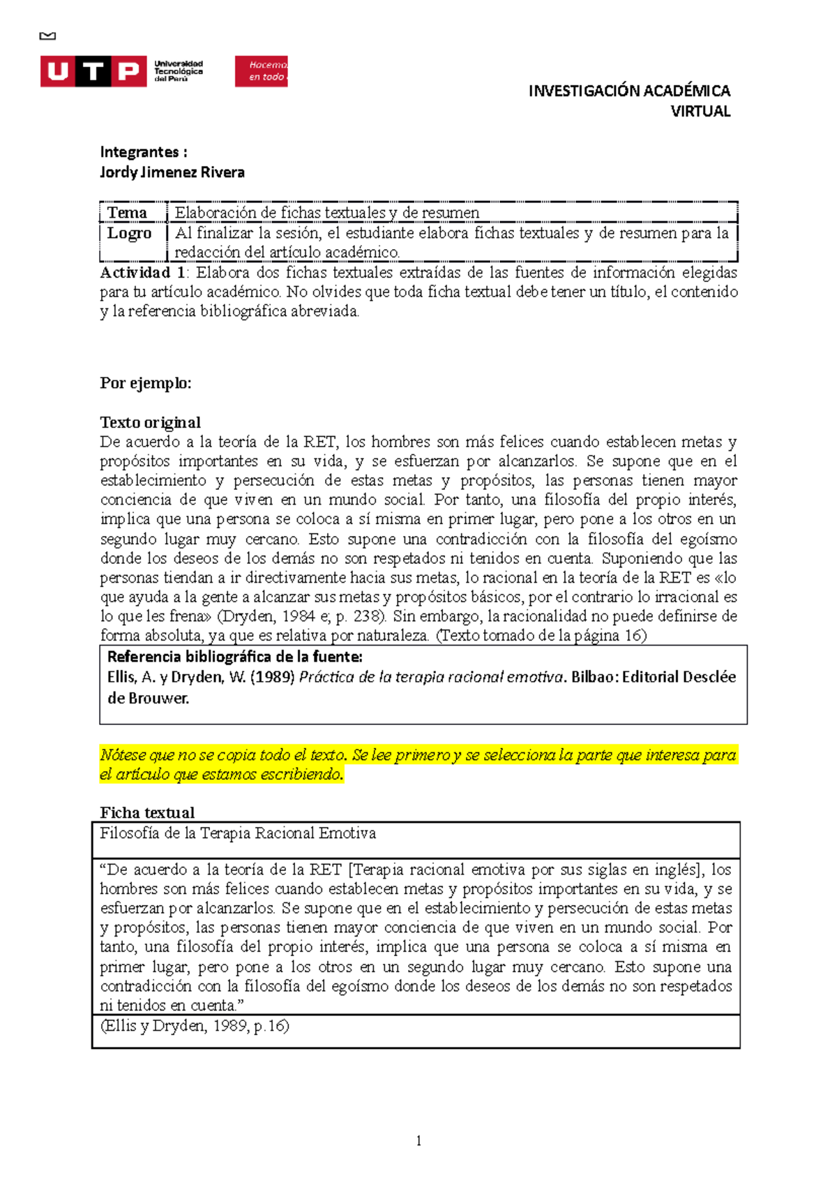 S9 Tarea Fichas Textuales Y De Resumen InvestigaciÓn AcadÉmica Virtual Integrantes Jordy 8320