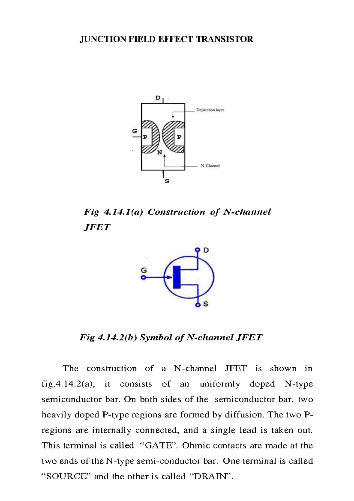 Junction Field Effect Transistor JUNCTION FIELD EFFECT TRANSISTOR Fig