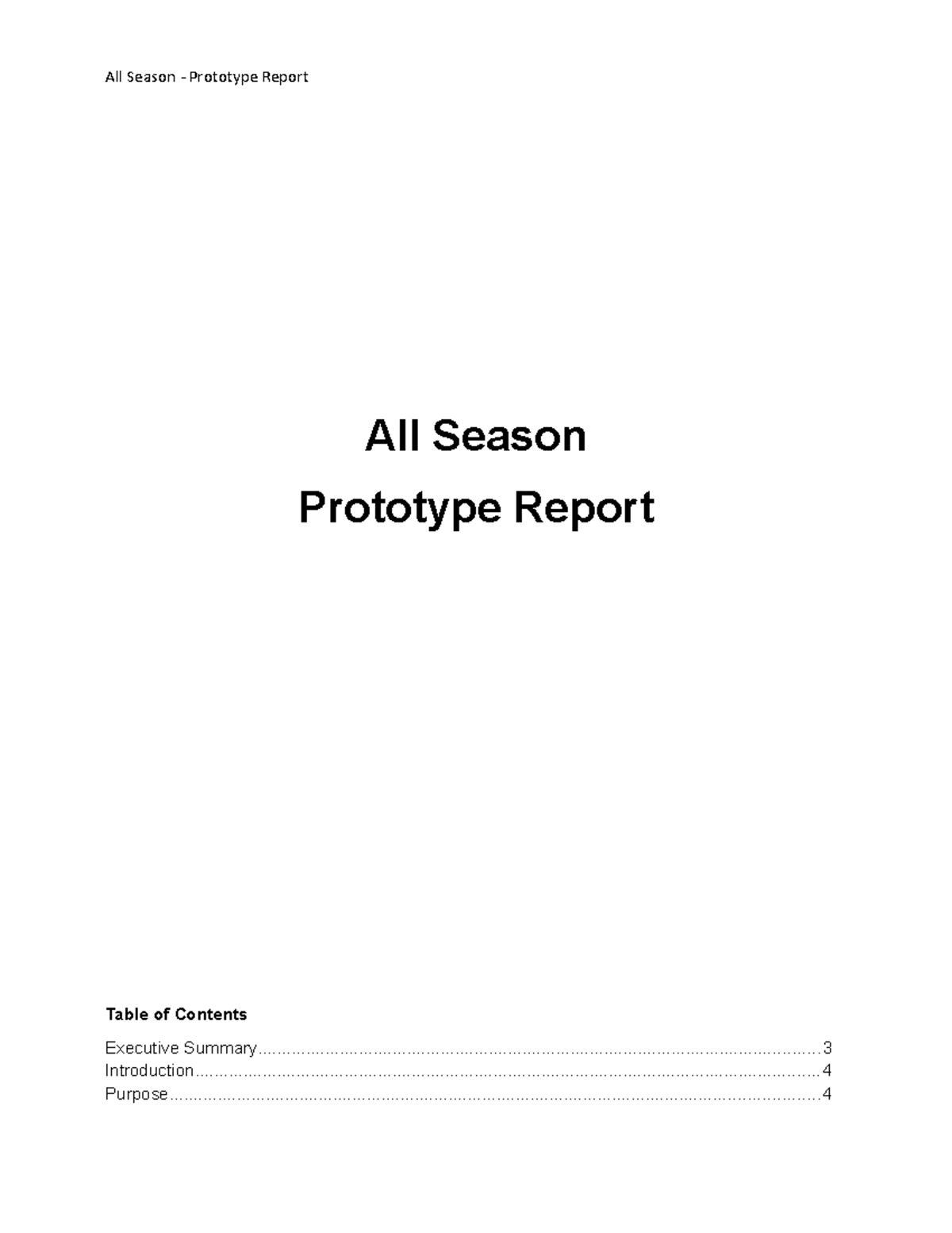 Prototype Report 1 fhgfjhg All Season Prototype Report Table of Contents Executive Studocu