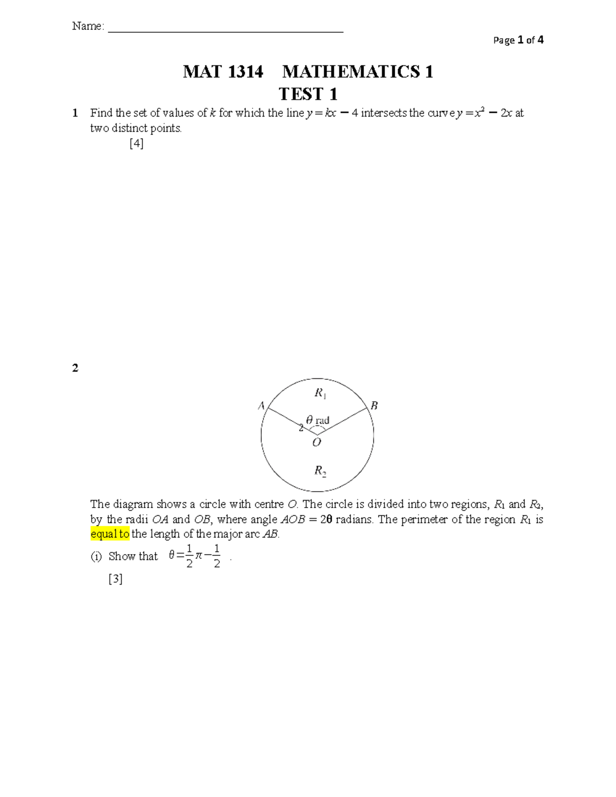 Trial test - Maths - Name: _______________________________________ Page ...
