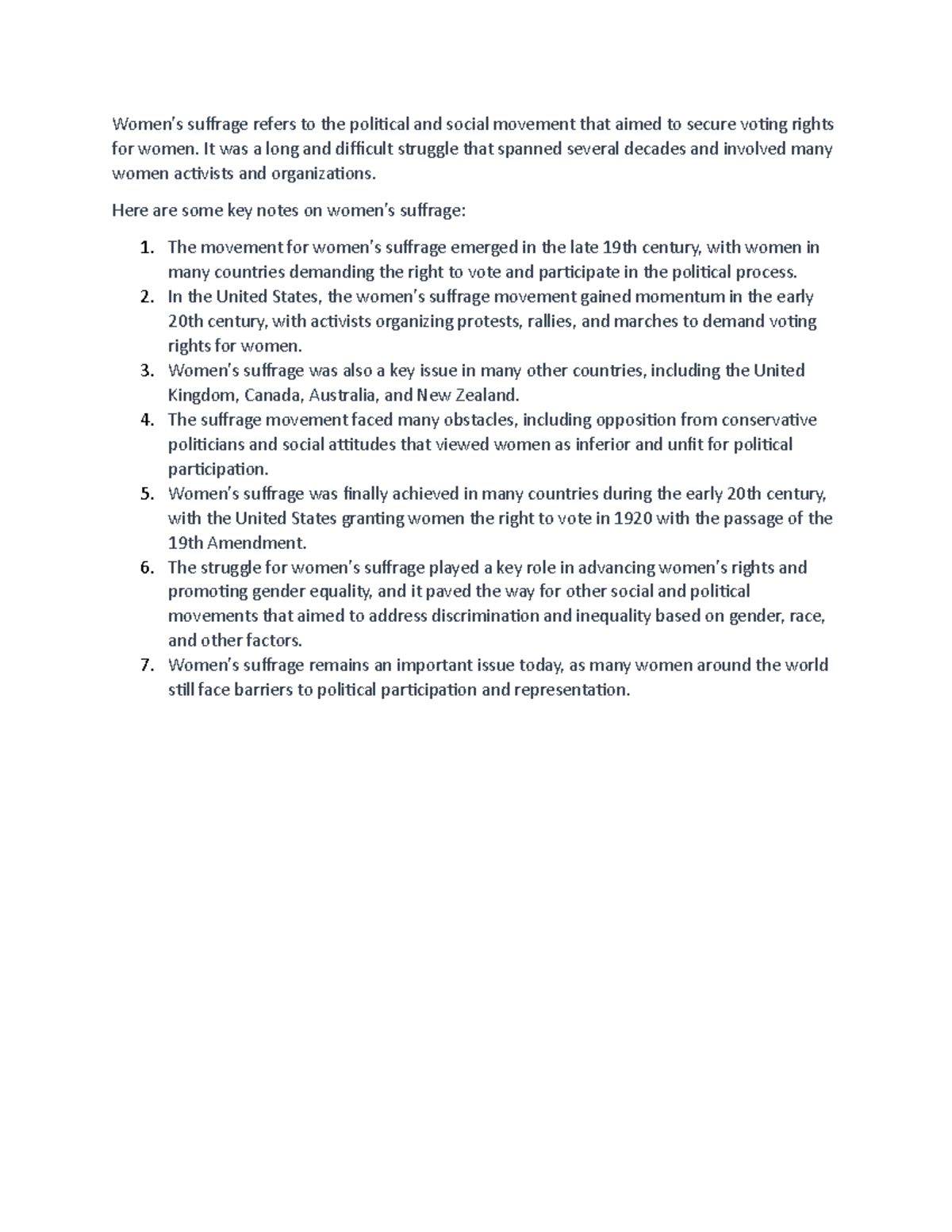 America s History Women s Suffrage Refers To The Political And Social