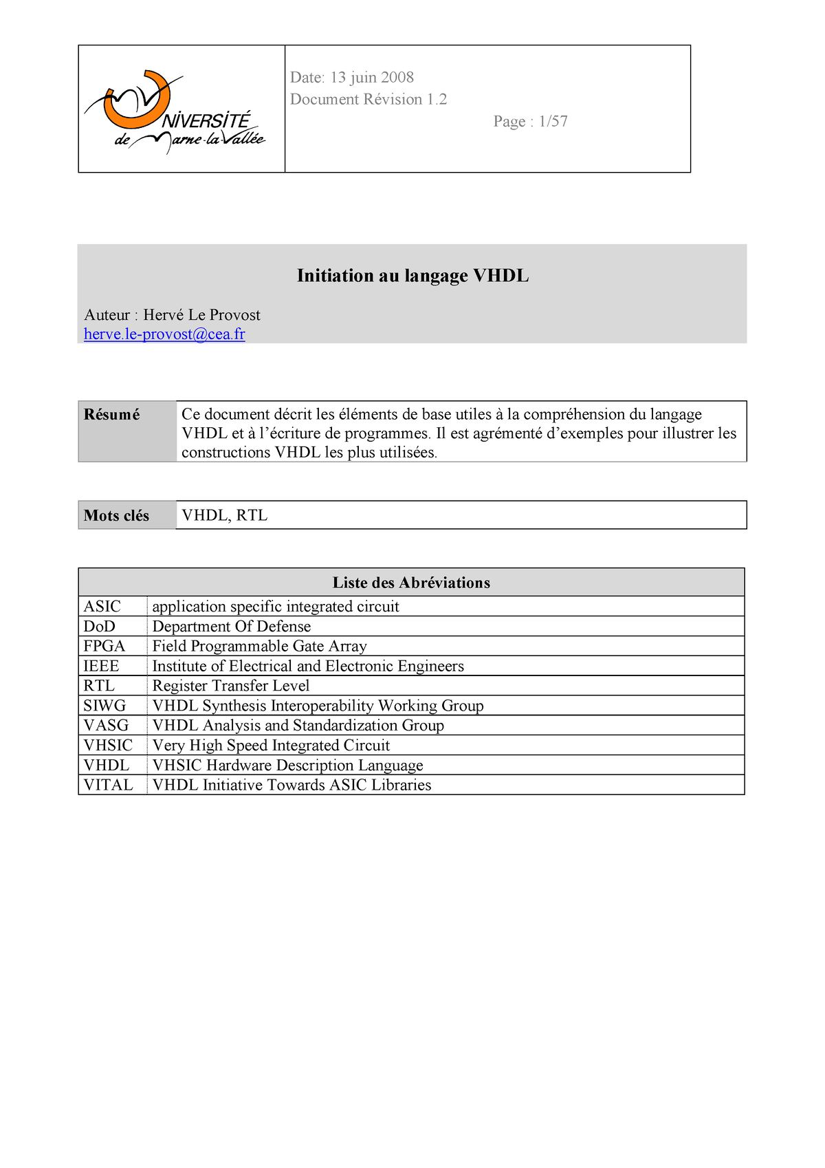 Langage VHDL Una introducción en la sintaxis del lenguaje VHDL