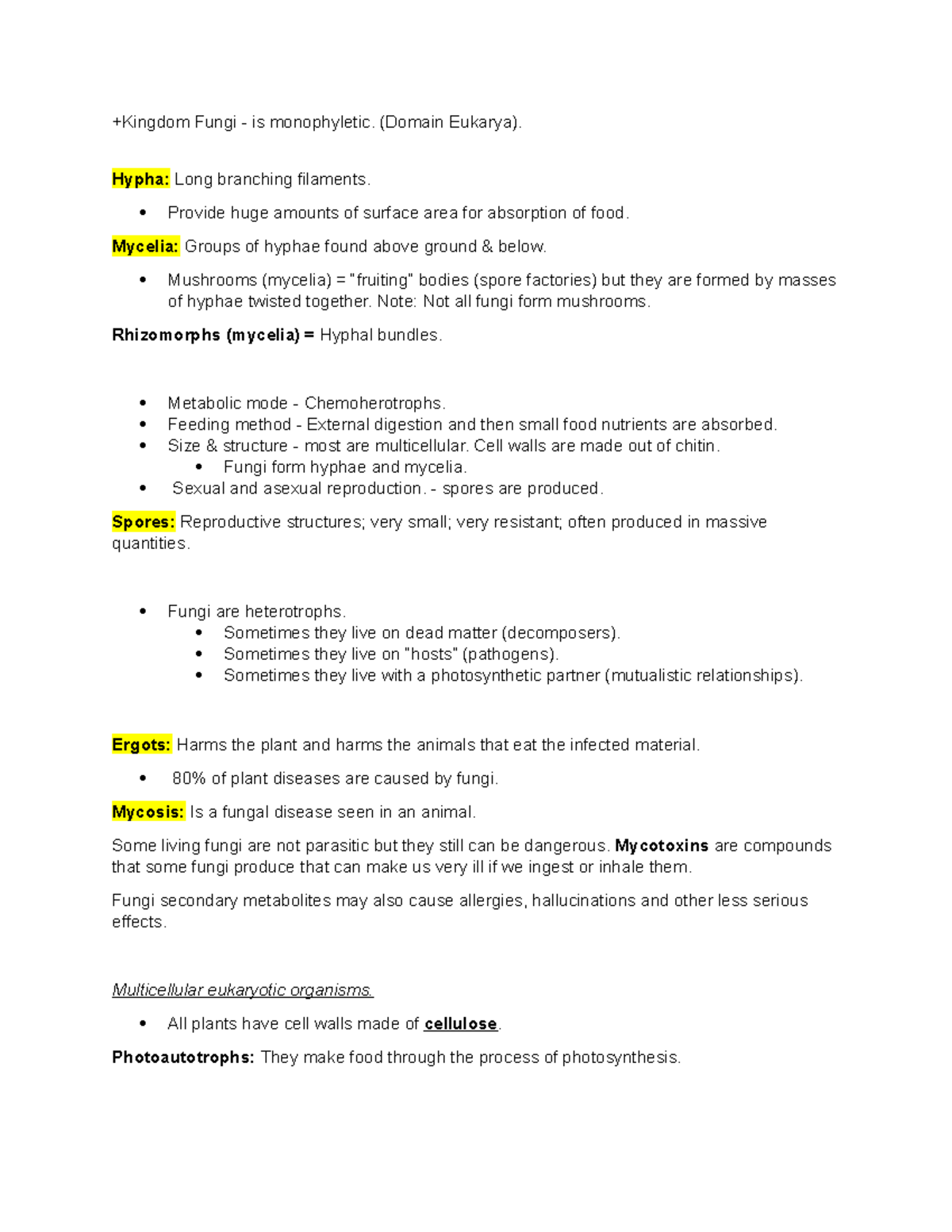 BIO 102 Exam 2 Notes WVU - +Kingdom Fungi - Is Monophyletic. (Domain ...