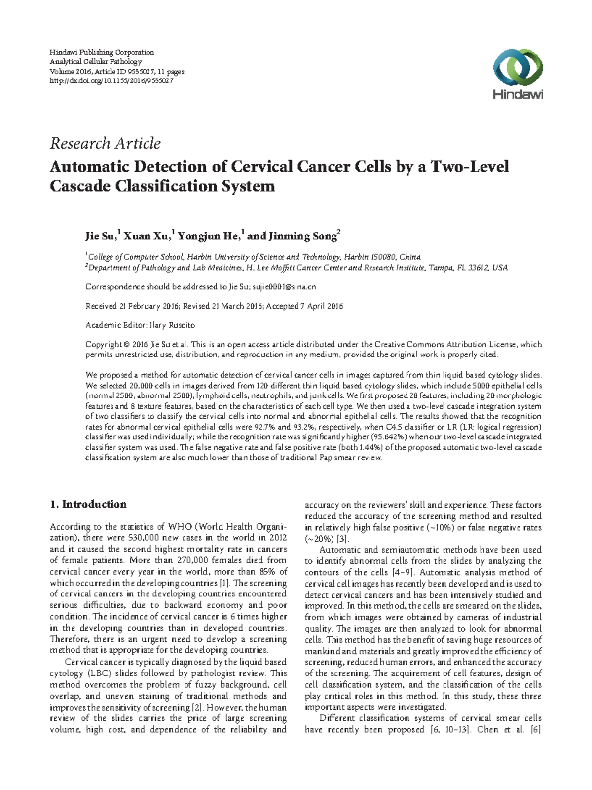 IEEE paper on Cervical Cancer detection using Machine learning and Deep ...