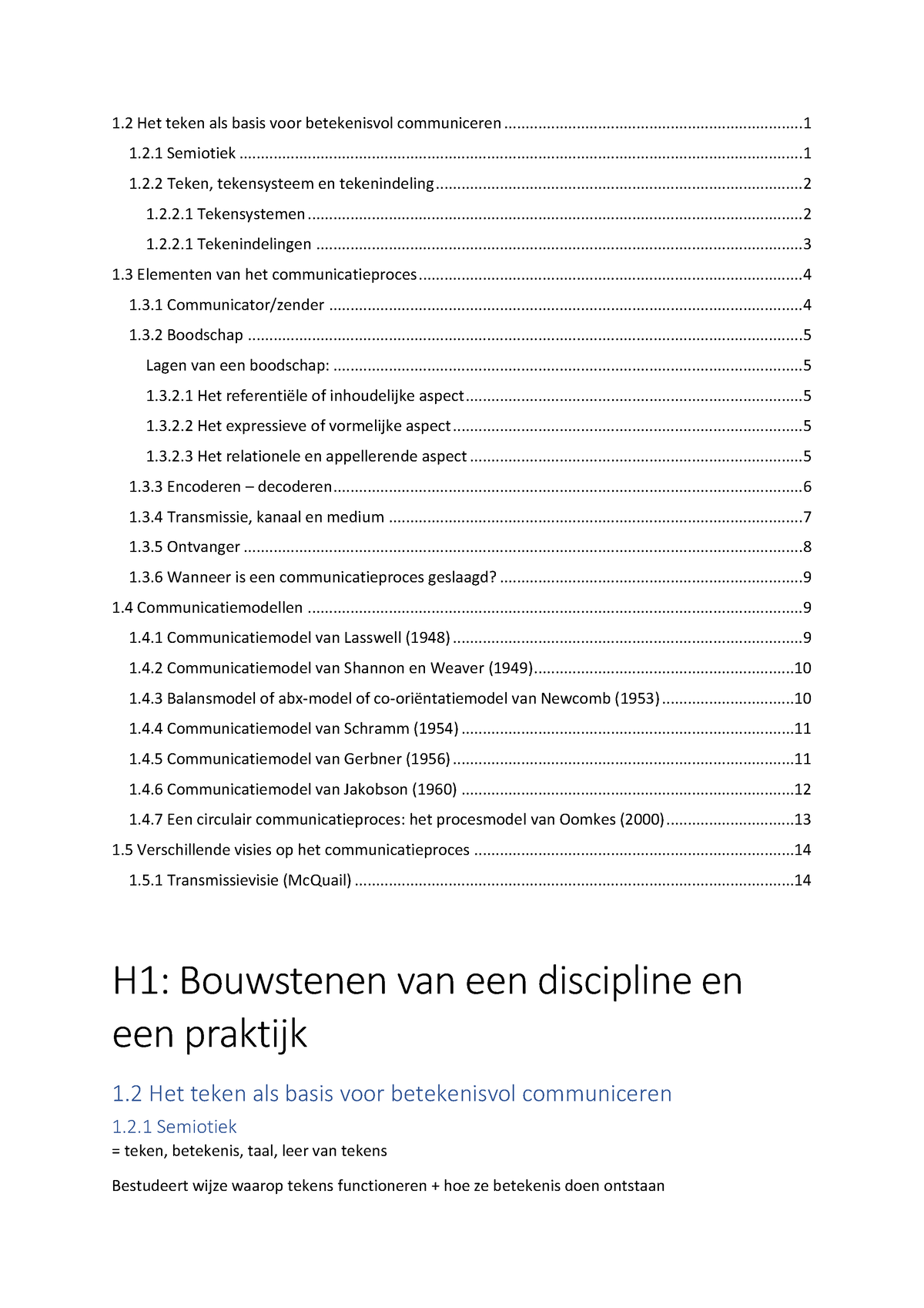 H1: Bouwstenen Van Een Discipline En Een Praktijk - 2 Semiotiek = Teken ...