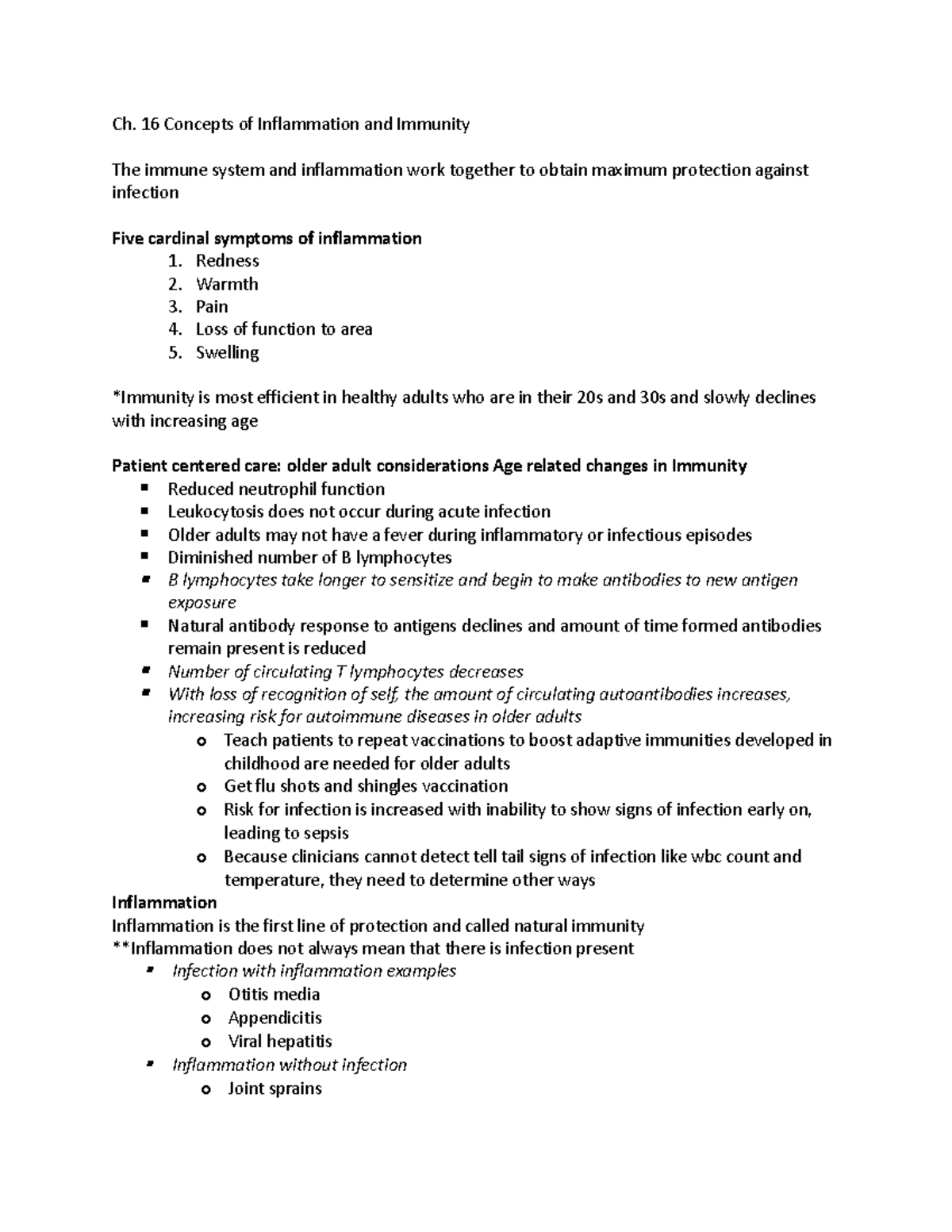 Study Guide Med surg test 3 - Ch. 16 Concepts of Inflammation and ...