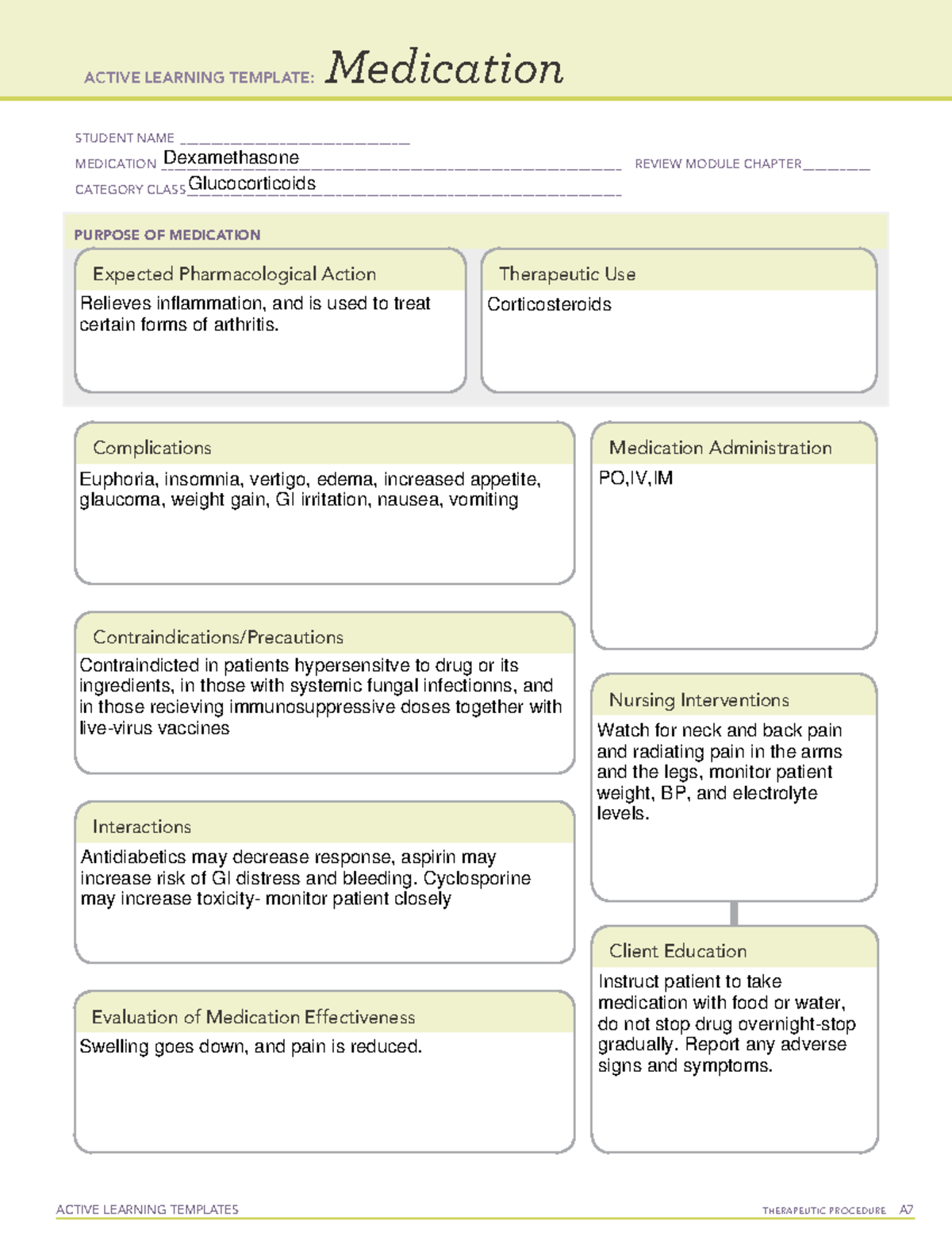 Dextromethasone Template - ACTIVE LEARNING TEMPLATES THERAPEUTIC ...