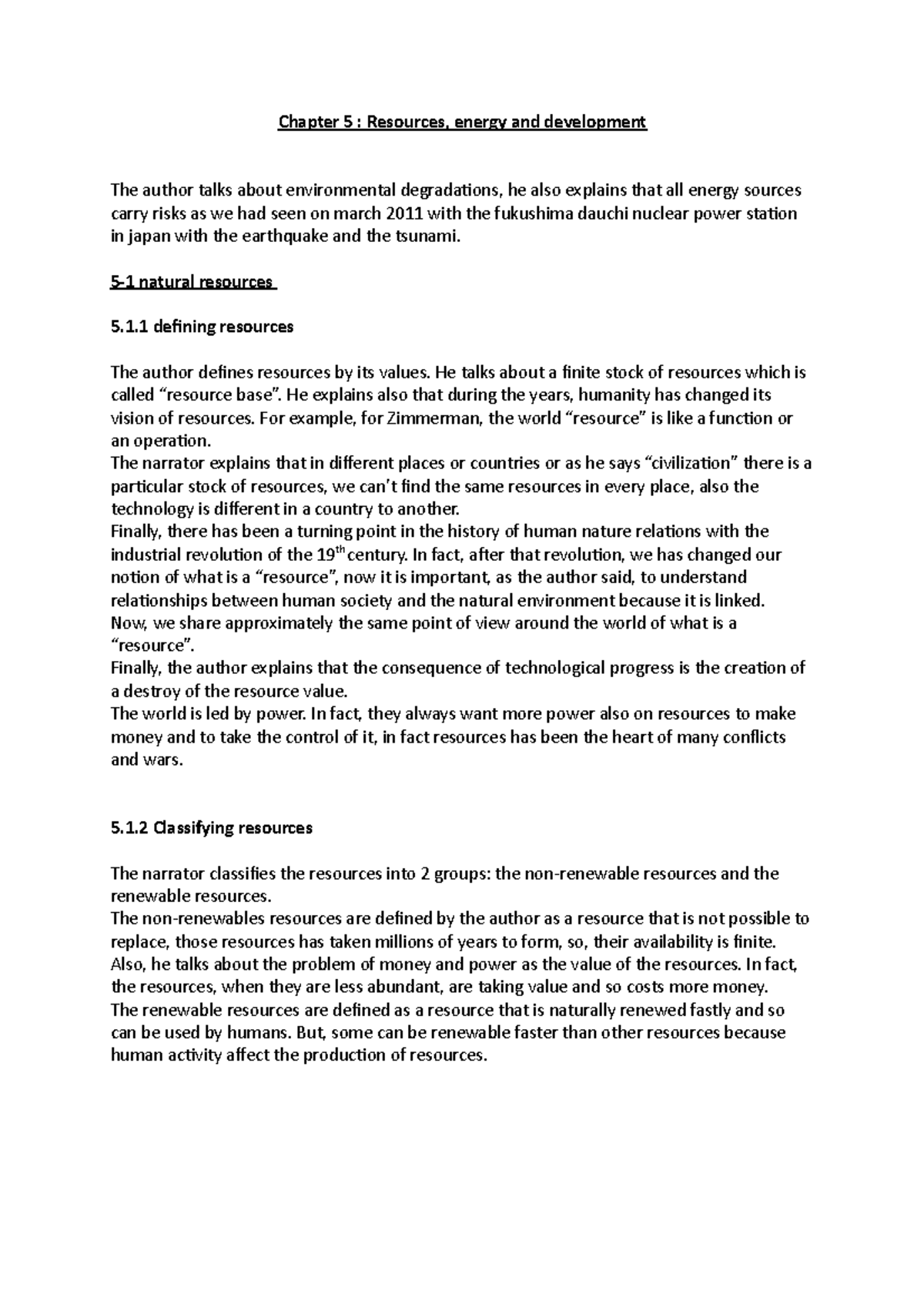 Chapter overview - Chapter 5 : Resources, energy and development The ...