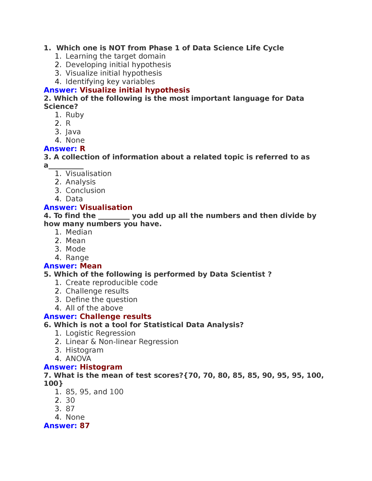 Mcq - Which One Is NOT From Phase 1 Of Data Science Life Cycle Learning ...