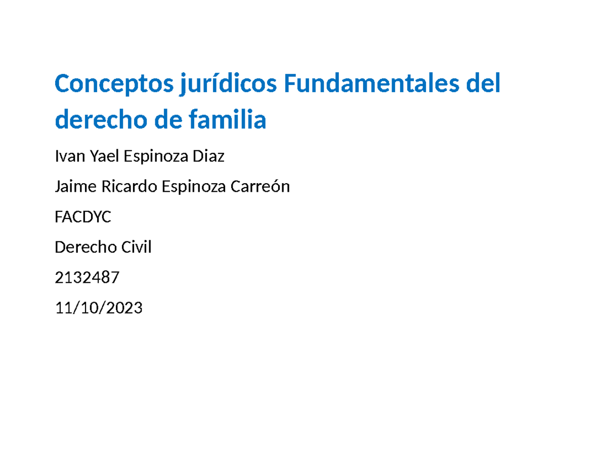 Conceptos Juridicos Fundamentales Del Derecho De Familia www.studocu.com