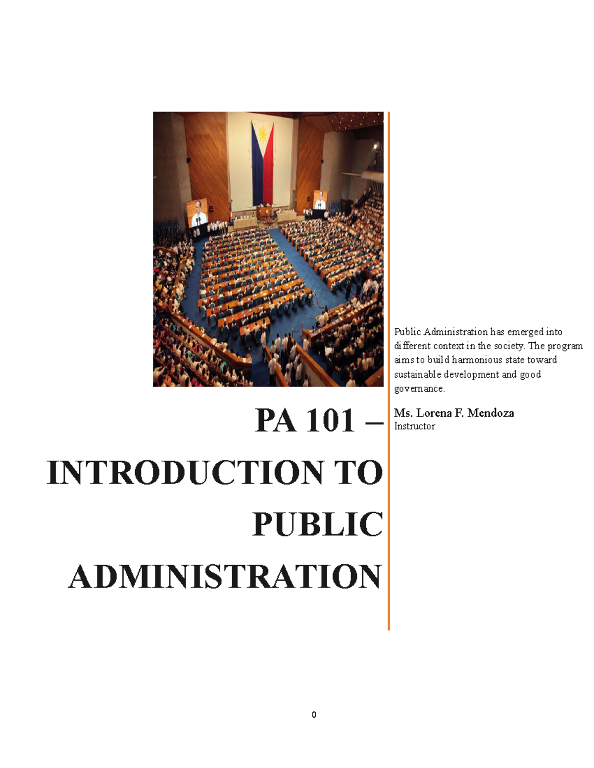 PA 101 Module - n/a - PA 101 – INTRODUCTION TO PUBLIC ADMINISTRATION ...