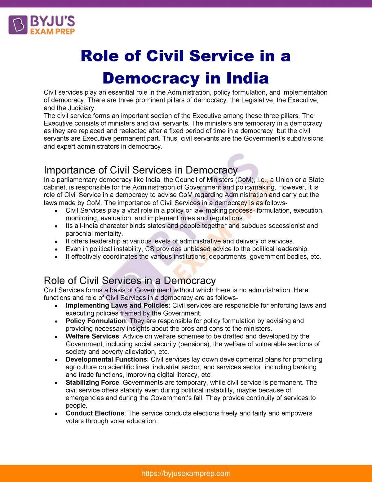 Role Of Civil Service In A Democracy In India Upsc Notes 62 Role Of