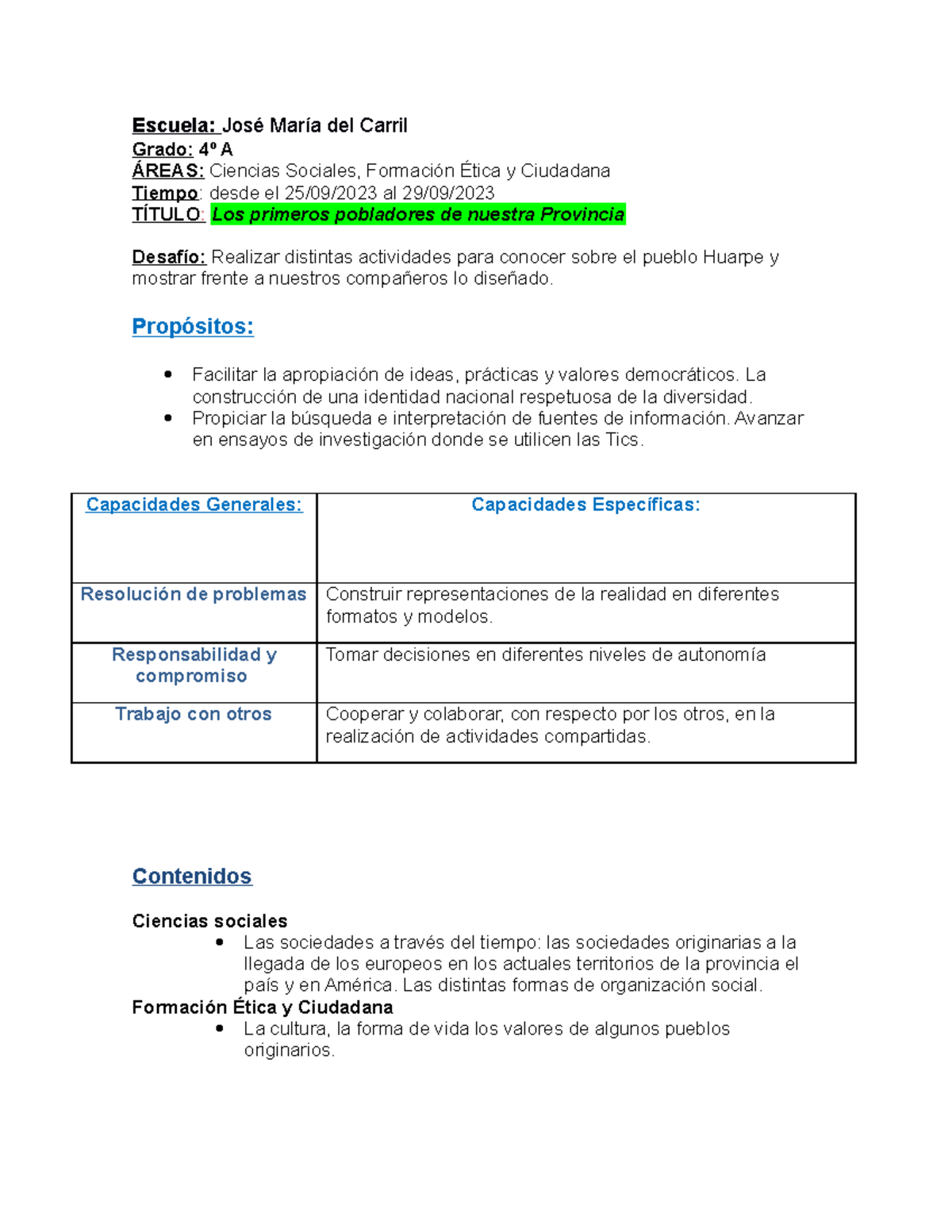 Secuencia Didactica Ciencias Sociales Pueblos Orginarios 4° - Escuela ...