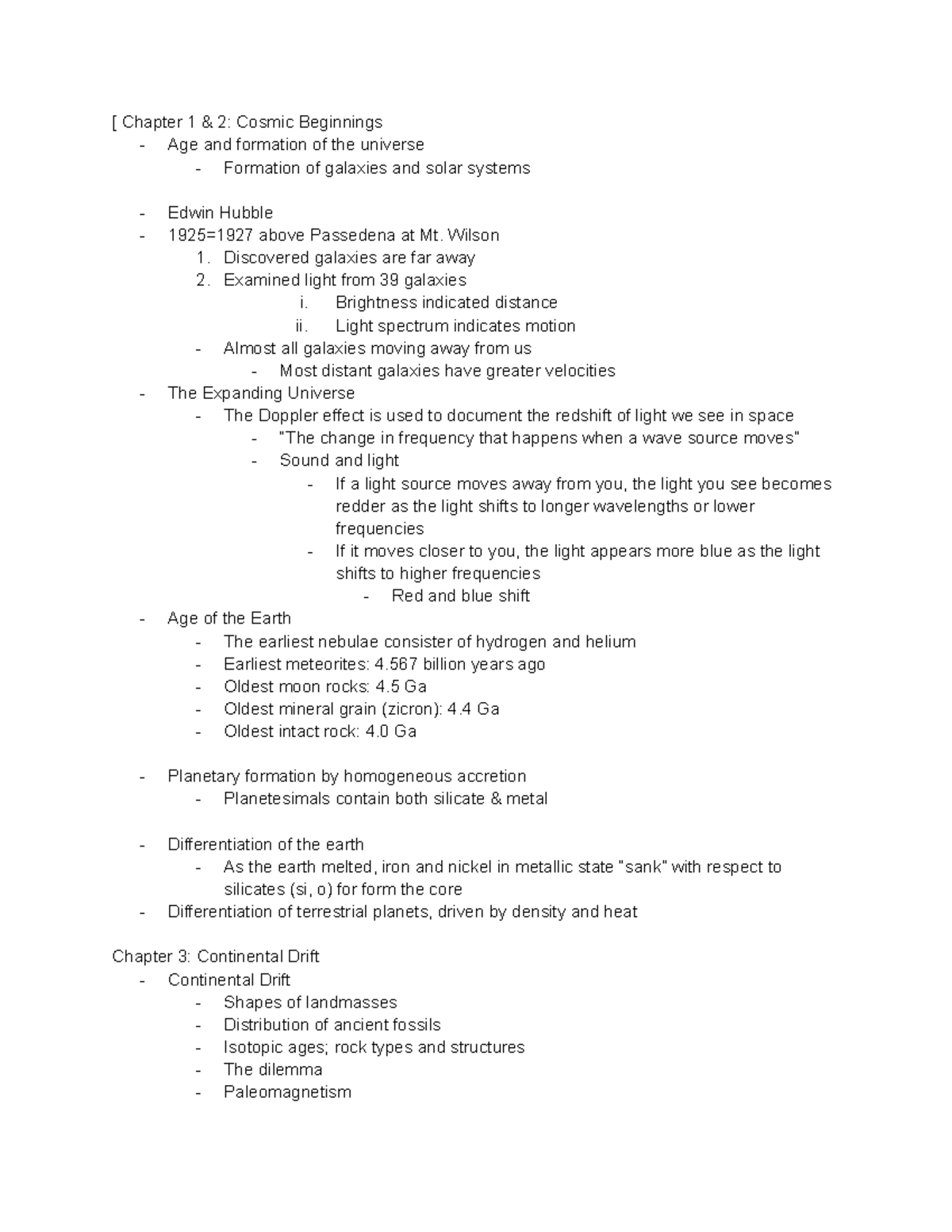 Geology - [ Chapter 1 & 2: Cosmic Beginnings - Age and formation of the ...