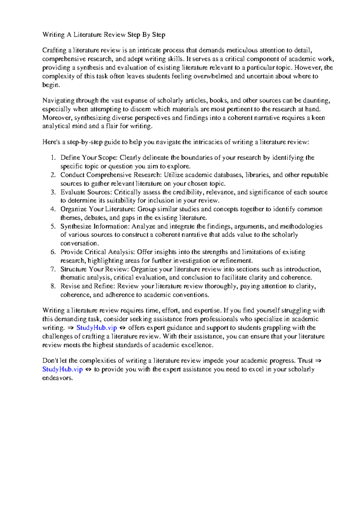 Writing A Literature Review Step By Step - Writing A Literature Review ...