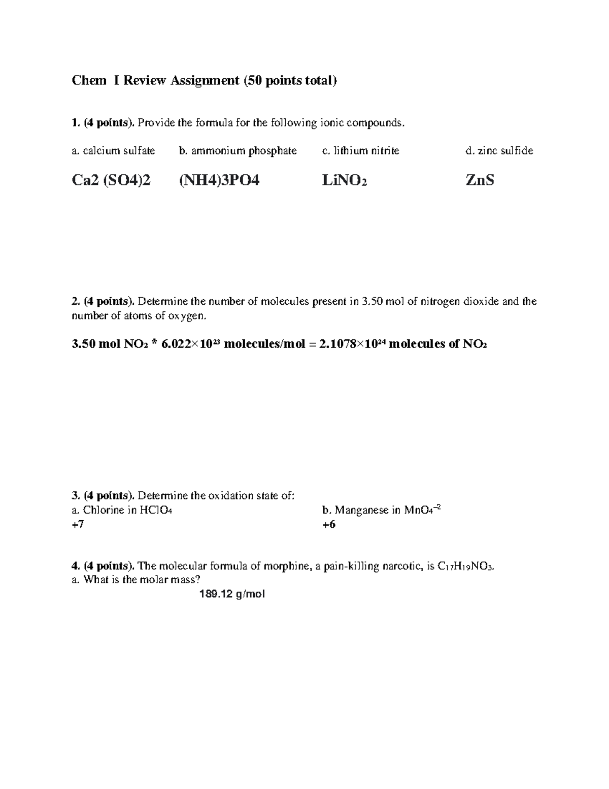 1Chem I Review Remote S21-11 - Chem I Review Assignment ( 50 points ...