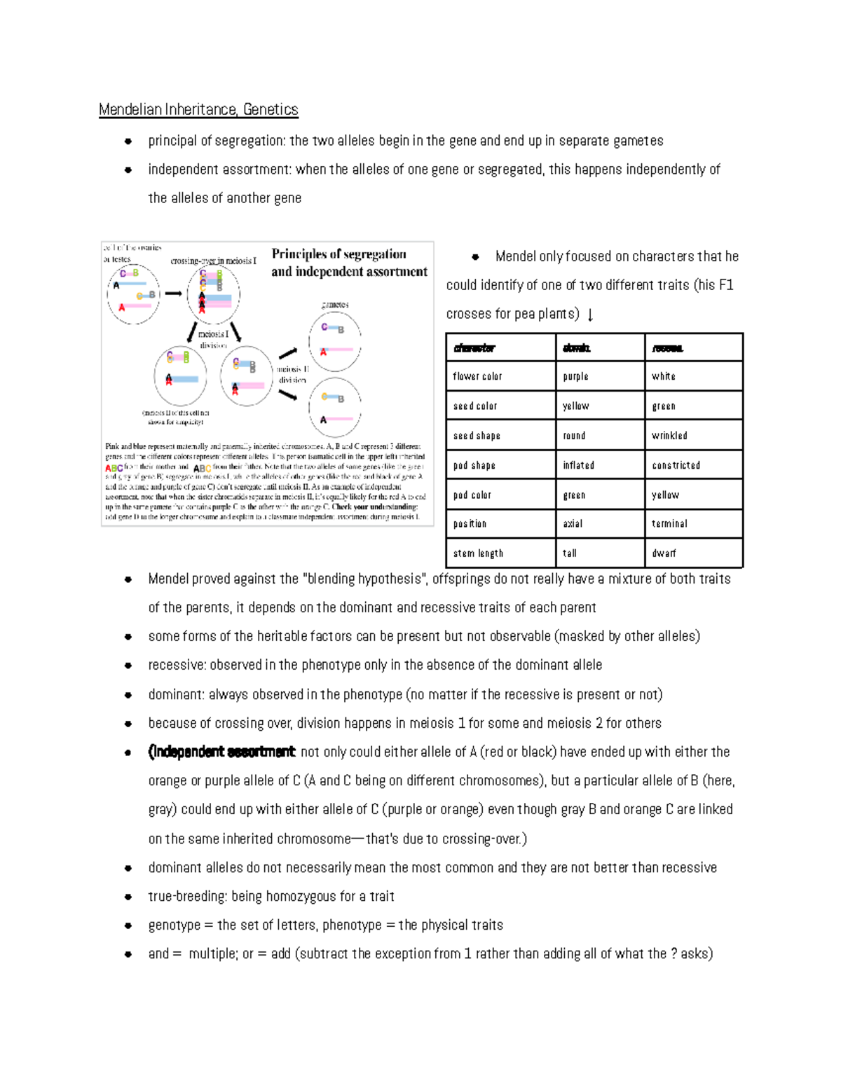 Mendelian Inheritance and Genetics Principles - Studocu