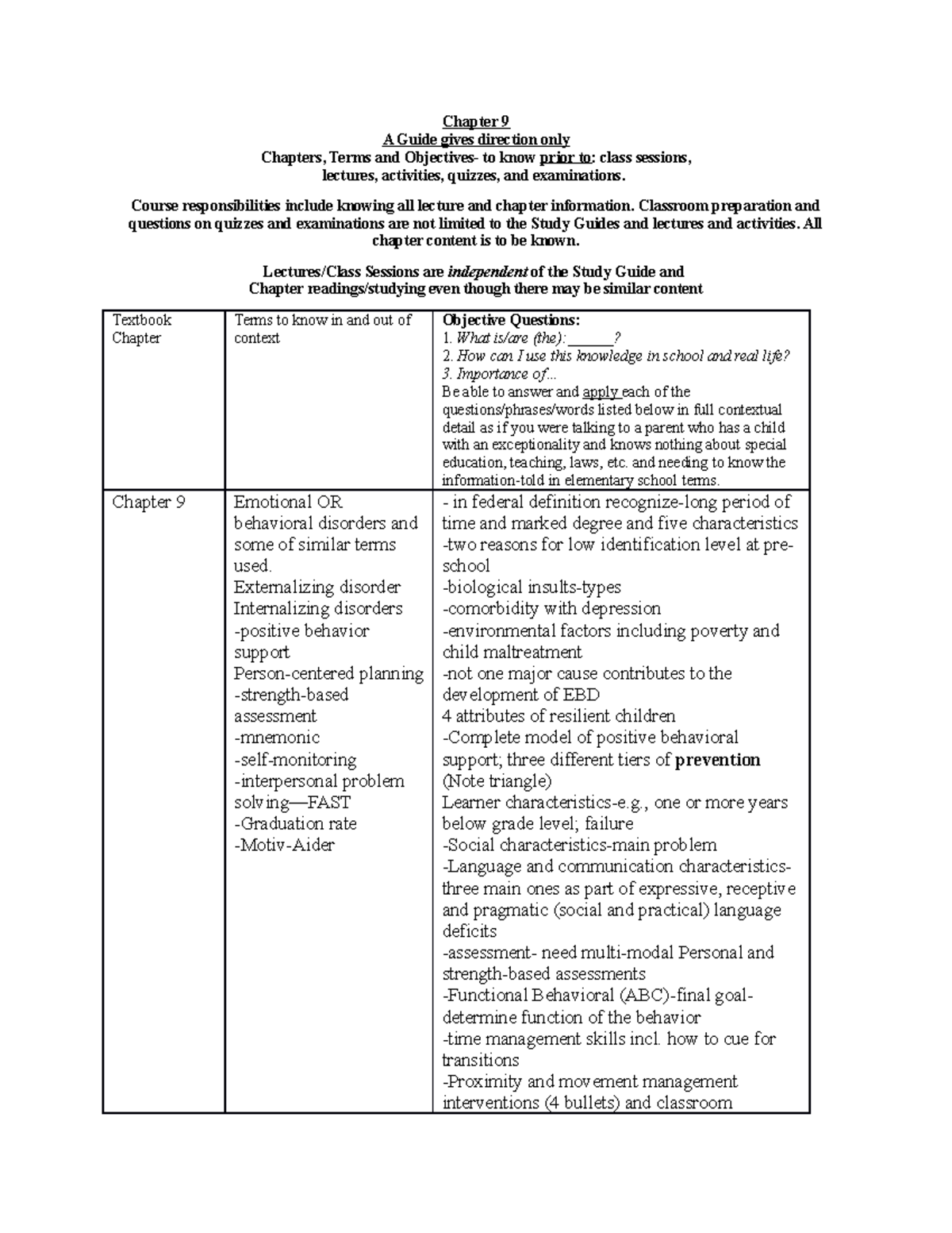 Study Guide-Chapter 9-G And B - Chapter 9 A Guide Gives Direction Only ...