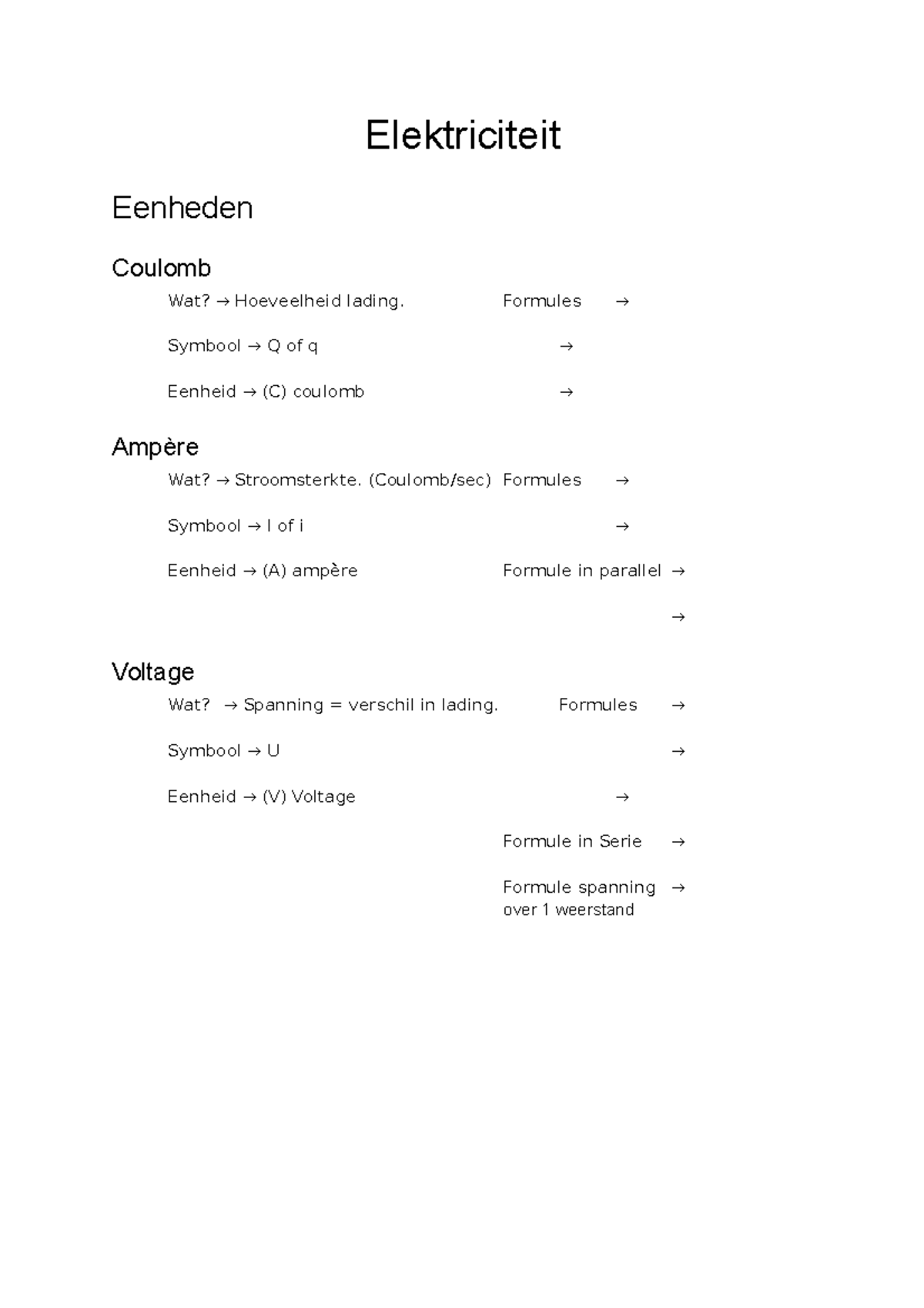 elektriciteit-samenvatting-elektriciteit-eenheden-coulomb-wat