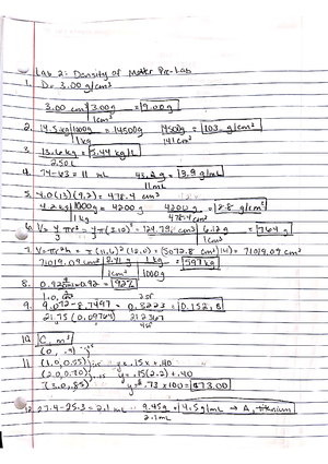Lab+2+Pre Lab - pre-lab with worked out solutions - Lab 2: Density of ...